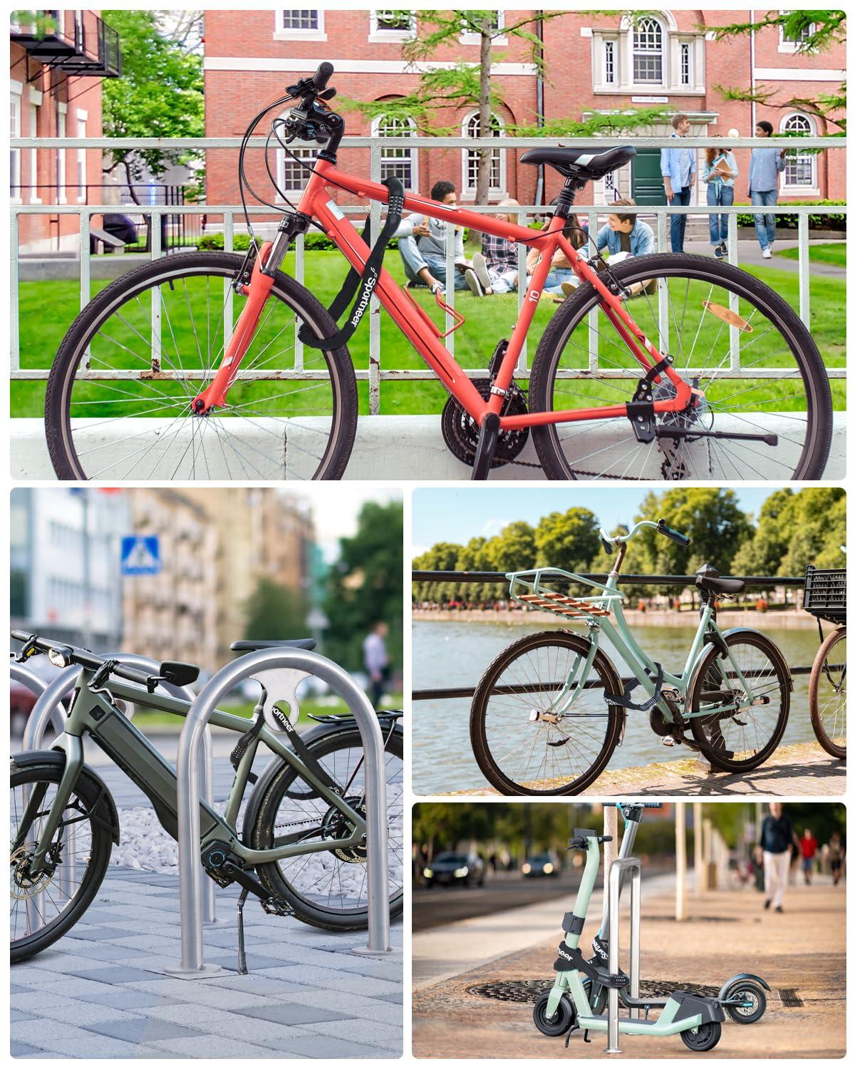 Sportneer Bike Lock: 5 Digit Combination High Security Anti Theft Bike Chain Lock - 3.2/3.6/4ft Heavy Duty Keyless Bicycle Lock for Bike, Motorcycle, Scooter, Door & Gate - 4/6mm Thick, Easy to Use - Image 8