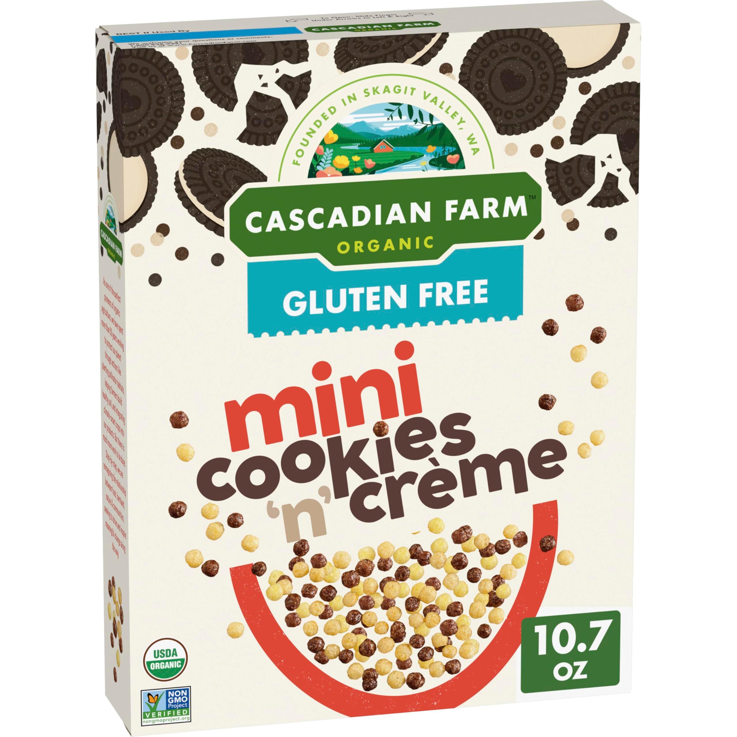 Cascadian Farm Organic Mini Cookies ‘n’ Creme Breakfast Cereal, Made With Whole Grain, Non-GMO, 10.7 oz