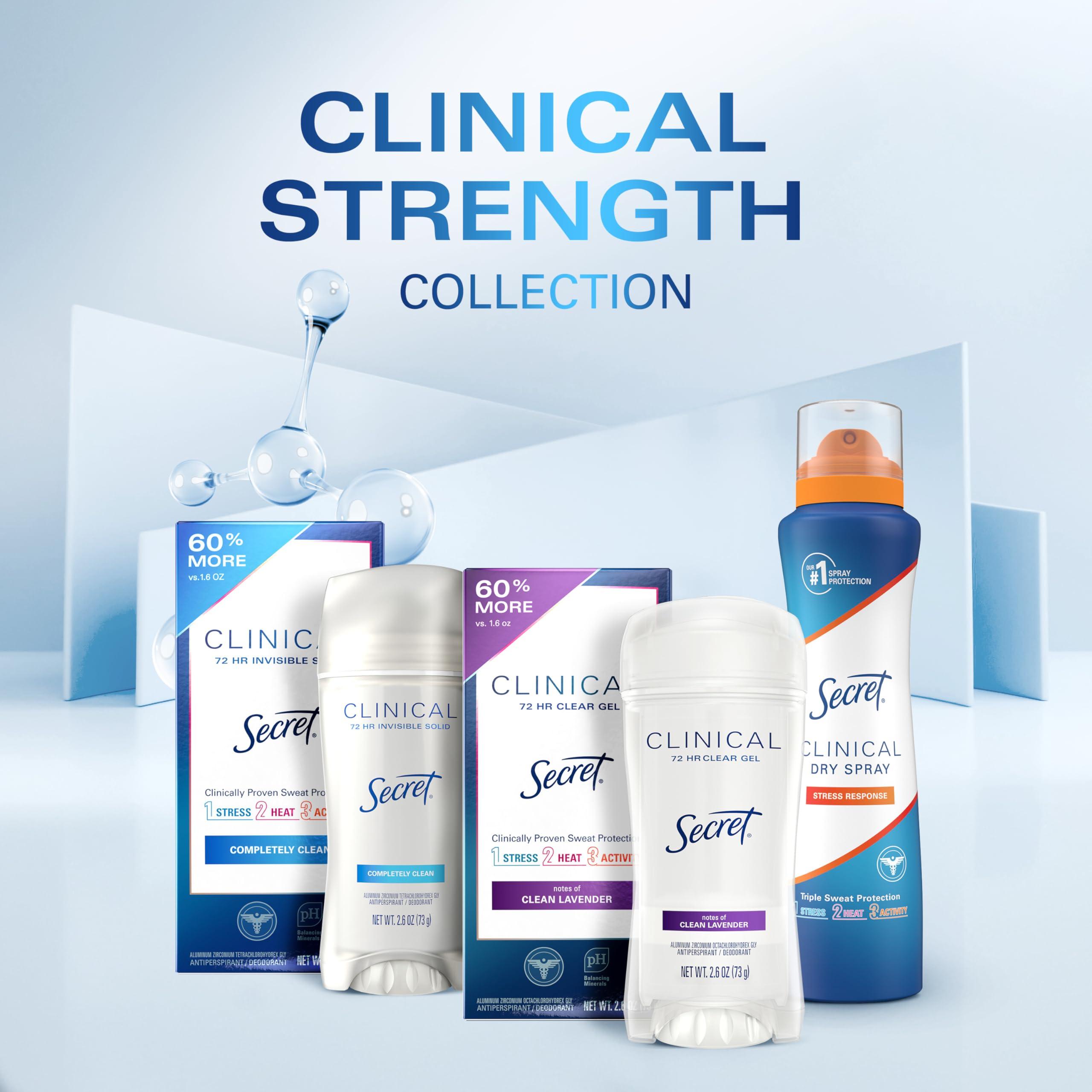 Secret Clinical Strength Antiperspirant Deodorant for Women, 3X Stress Protection, 72hr Sweat & Odor Protection, PH Balancing Minerals, Invisible Solid, Clean Lavender Scent, 2.6 oz - Image 12