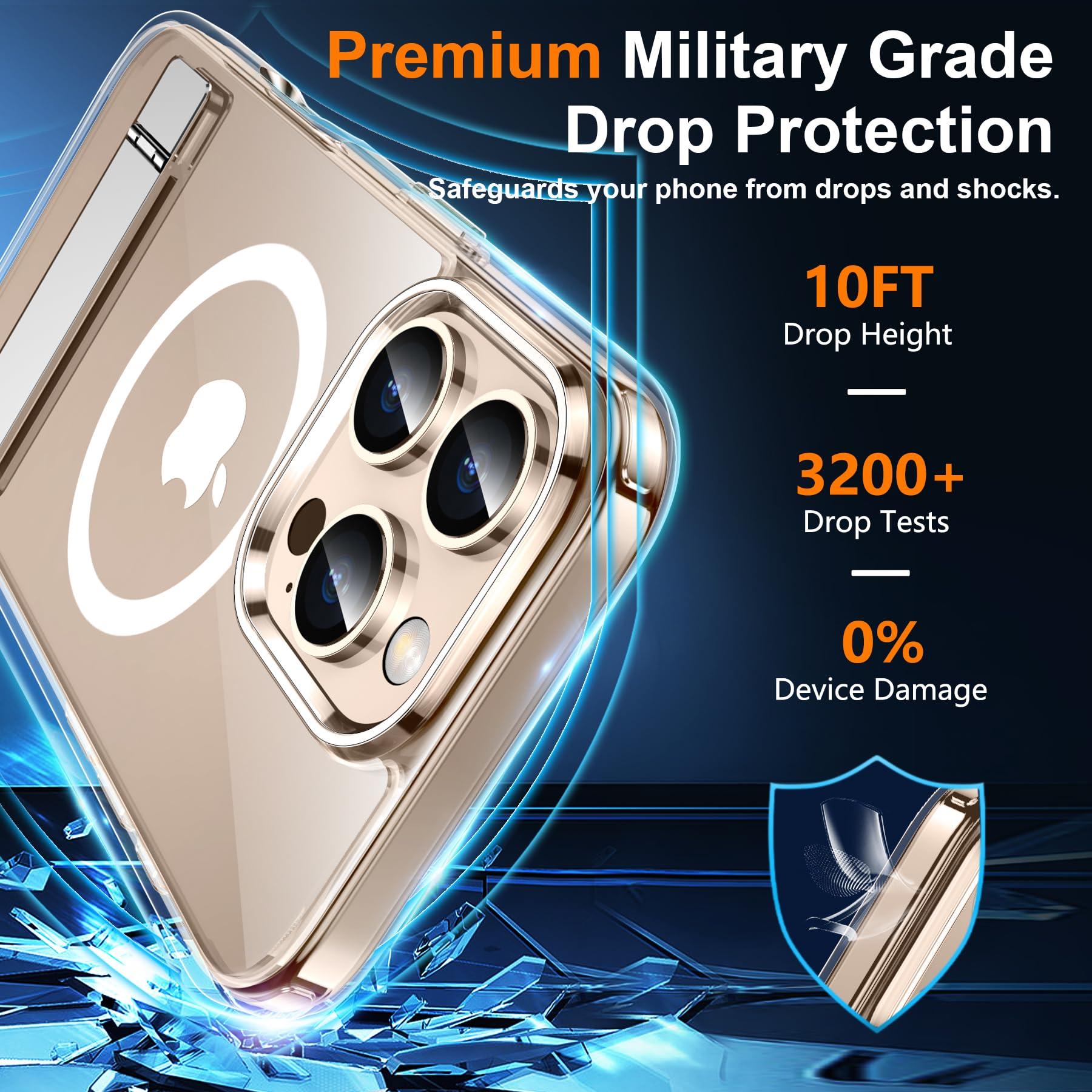 SPIDERCASE Magnetic for iPhone 16 Pro Max Case, with 2Pcs [Tempered Glass Screen Protector] [ Military Grade Drop Protection] Invisible Kickstand Slim Case for iPhone 16 Pro Max 6.9", Clear - Image 3