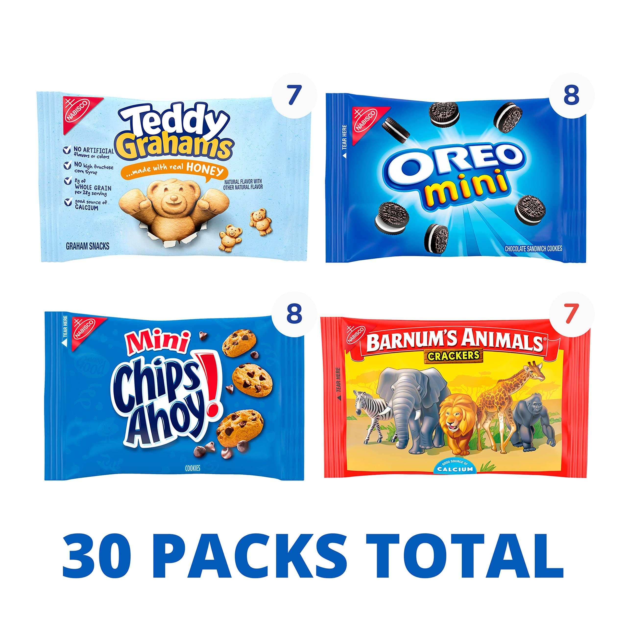 Nabisco Team Favorites Variety Pack, OREO Mini, CHIPS AHOY! Mini, Teddy Grahams Honey & Barnum's Animal Crackers, 30 Snack Packs - Image 3