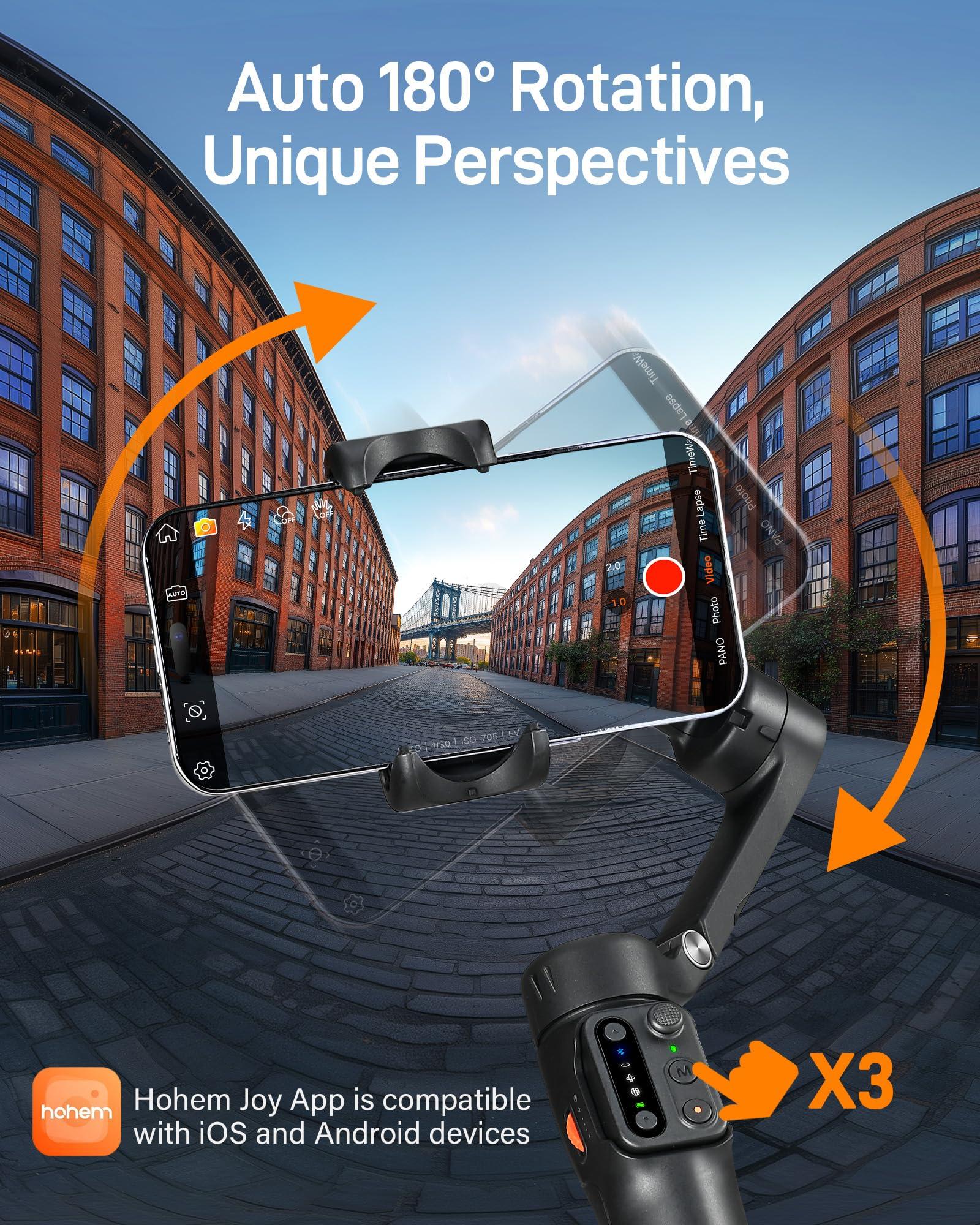 hohem iSteady X3 SE Gimbal Stabilizer for iPhone, Phone Stabilizer with Detachable Remote Control, Portable Foldable 3-Axis Phone Gimbal for Android & iPhone 16 15 Pro Max, Ideal for Travel Vlogging - Image 8