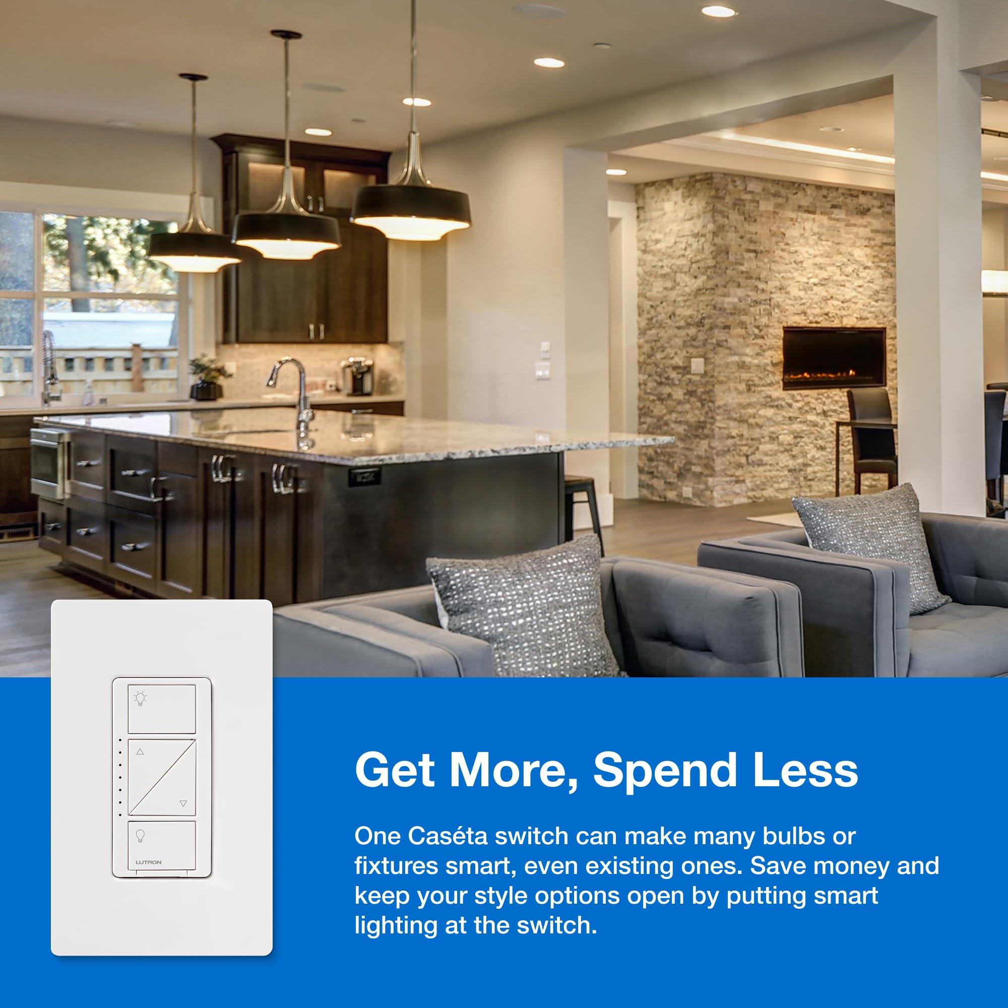 Lutron Caseta Original Smart Dimmer Switch Kit, 2 Dimmer Switches, 2 Wall Plates, 2 Pico Remotes, and Smart Hub, Works with Alexa, Apple Home, Google Home, 3 Way, 150W, No Neutral, P-BDG-PKG2W-A - Image 2