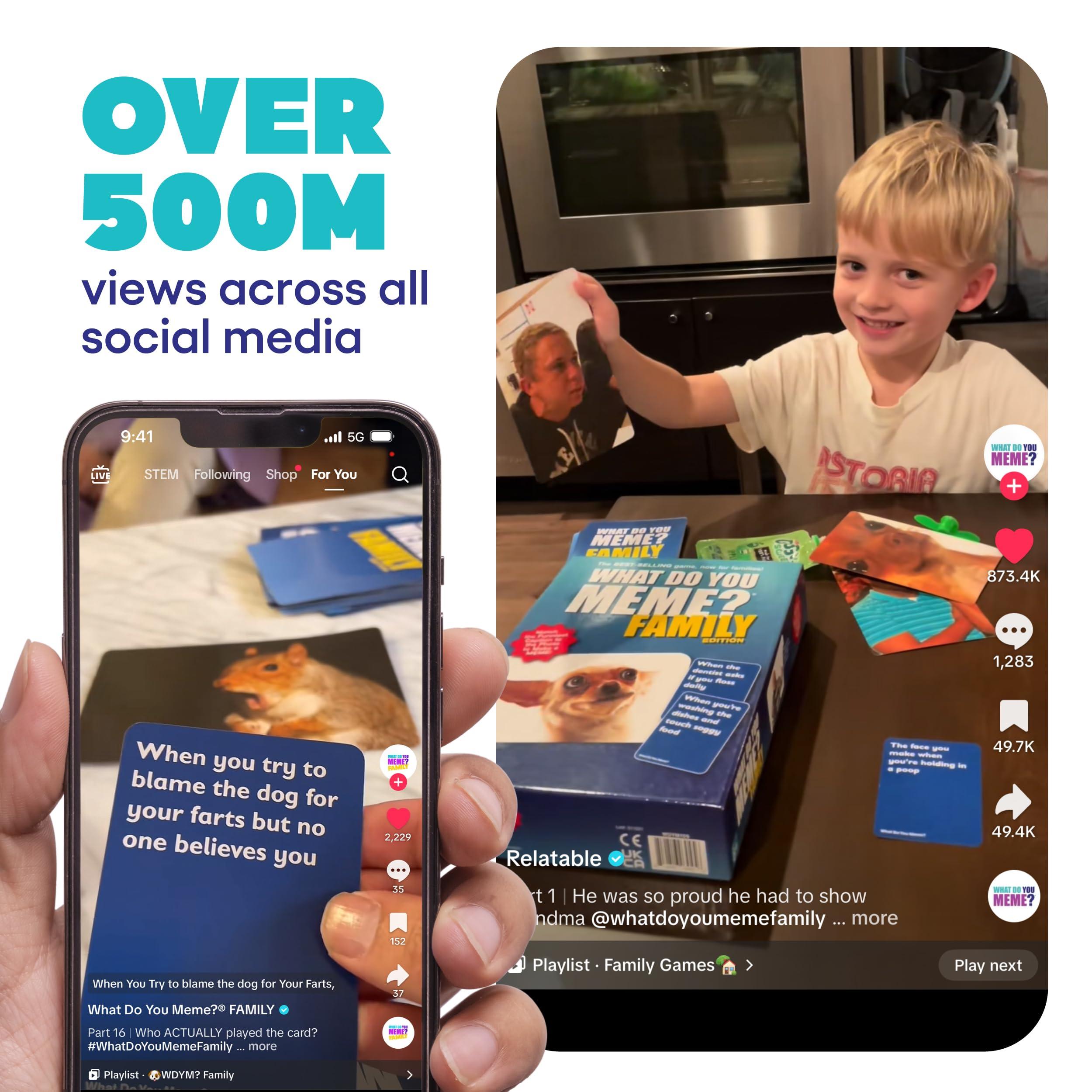 What Do You Meme? Family Edition by Relatable – Kids Games 8+, Family Fun, TikTok Viral Game – Great Father's Day Gift Idea – Includes 300 Caption & 108 Photo Cards - Image 6