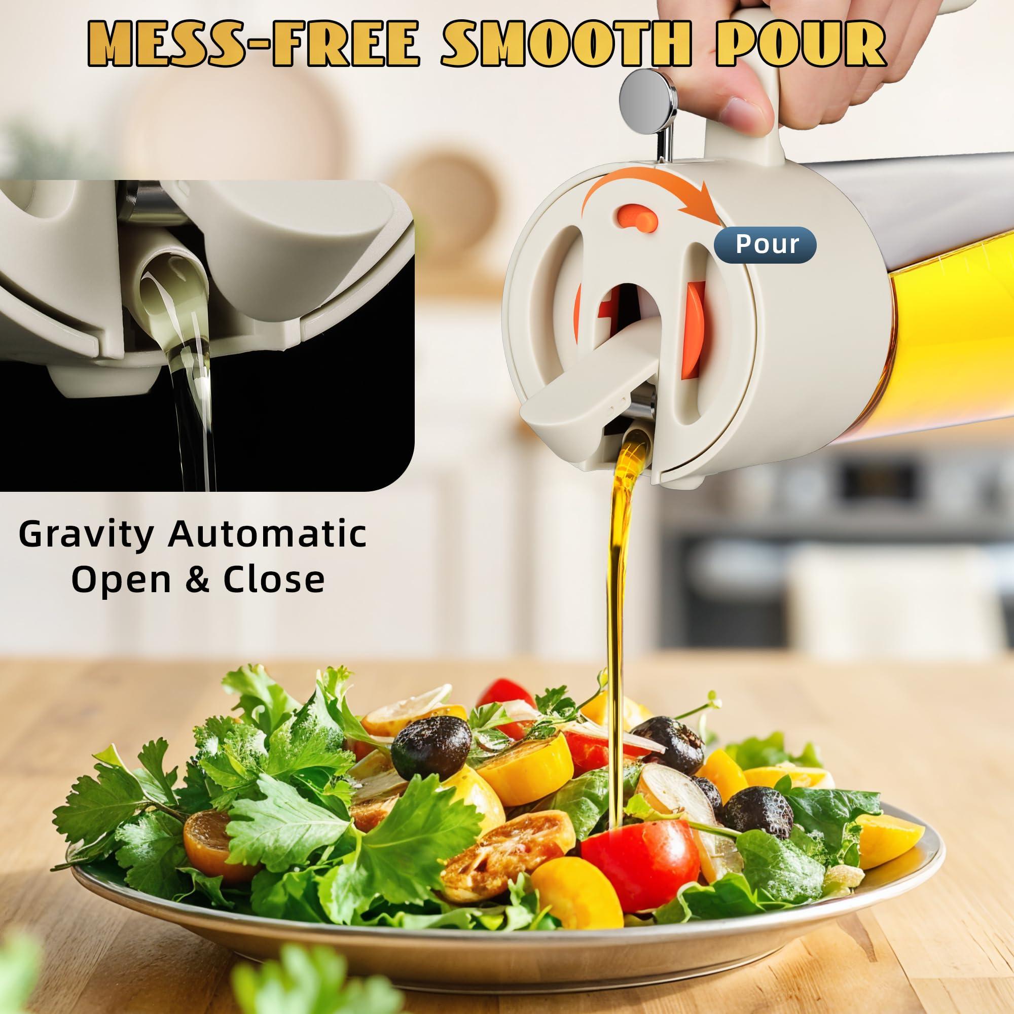 Costop Oil Sprayer for Cooking, 2025 Large Advanced Olive Oil Dispenser Bottle,500ml/17oz Glass Olive Oil Sprayer,2 in 1 Even Spray with Portion Control for Kitchen, Air Fryer, Salad, BBQ - White - Image 4