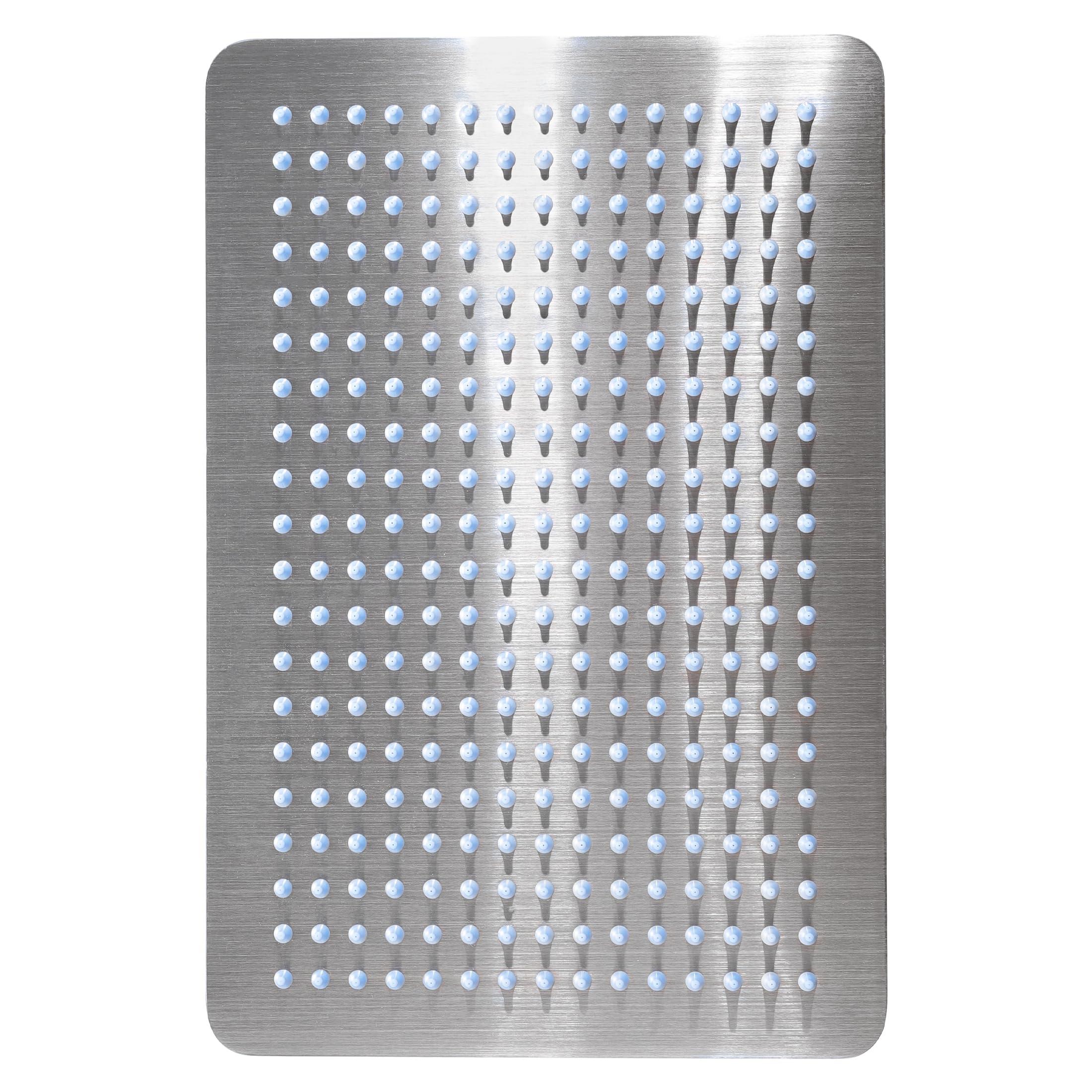 12-Inch Rectangle Rain Shower Head, KES Ultra-Thin High Pressure Rainfall Shower Heads, 300 Nozzles for Dense Water Flow, Full Body Waterfall Coverage, Wall or Ceiling Mount, Brushed Steel