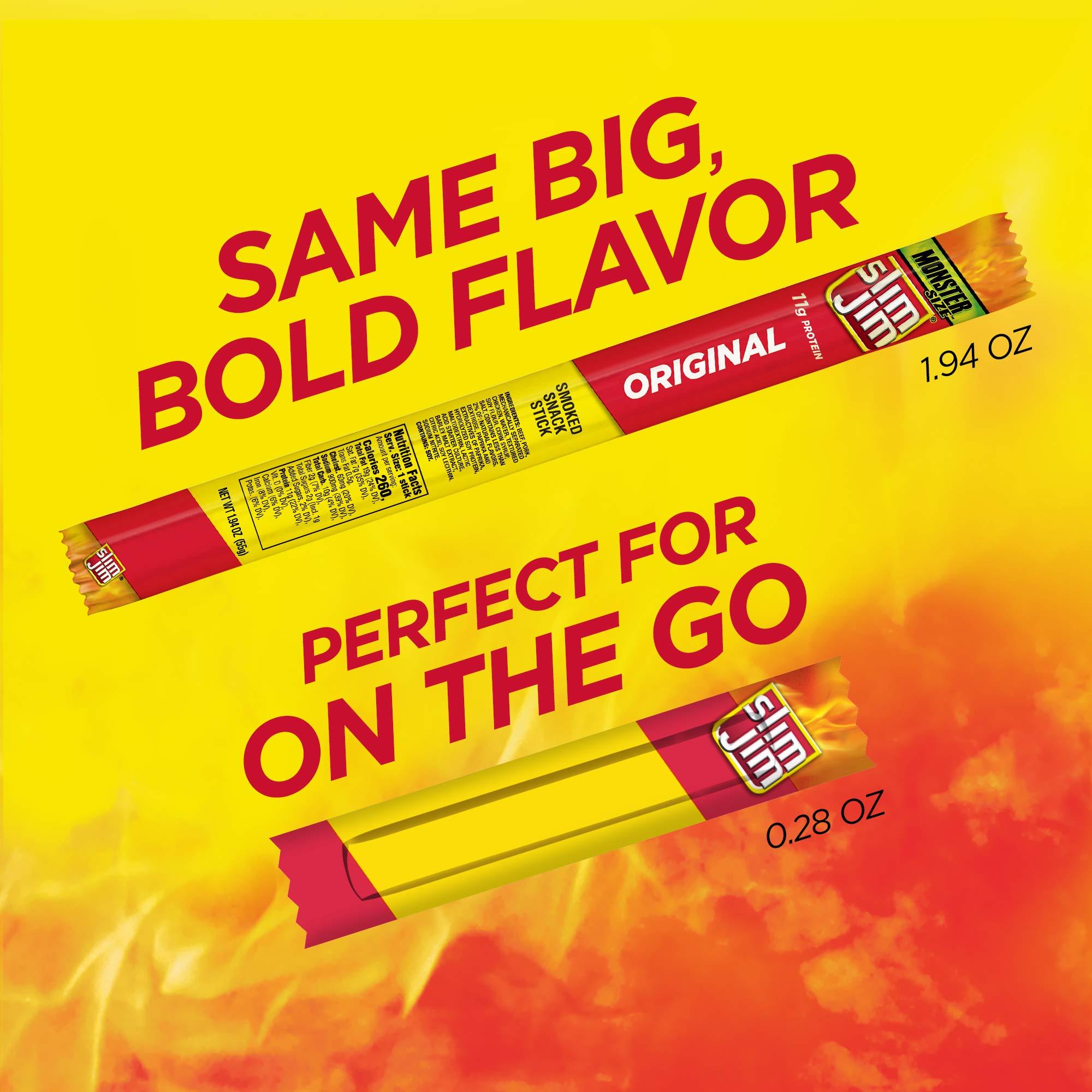 Slim Jim Smoked Meat Sticks, Original Flavor, 6g Protein Per Serving, Snack Size, 0.28 oz. (14 Count) - Image 3