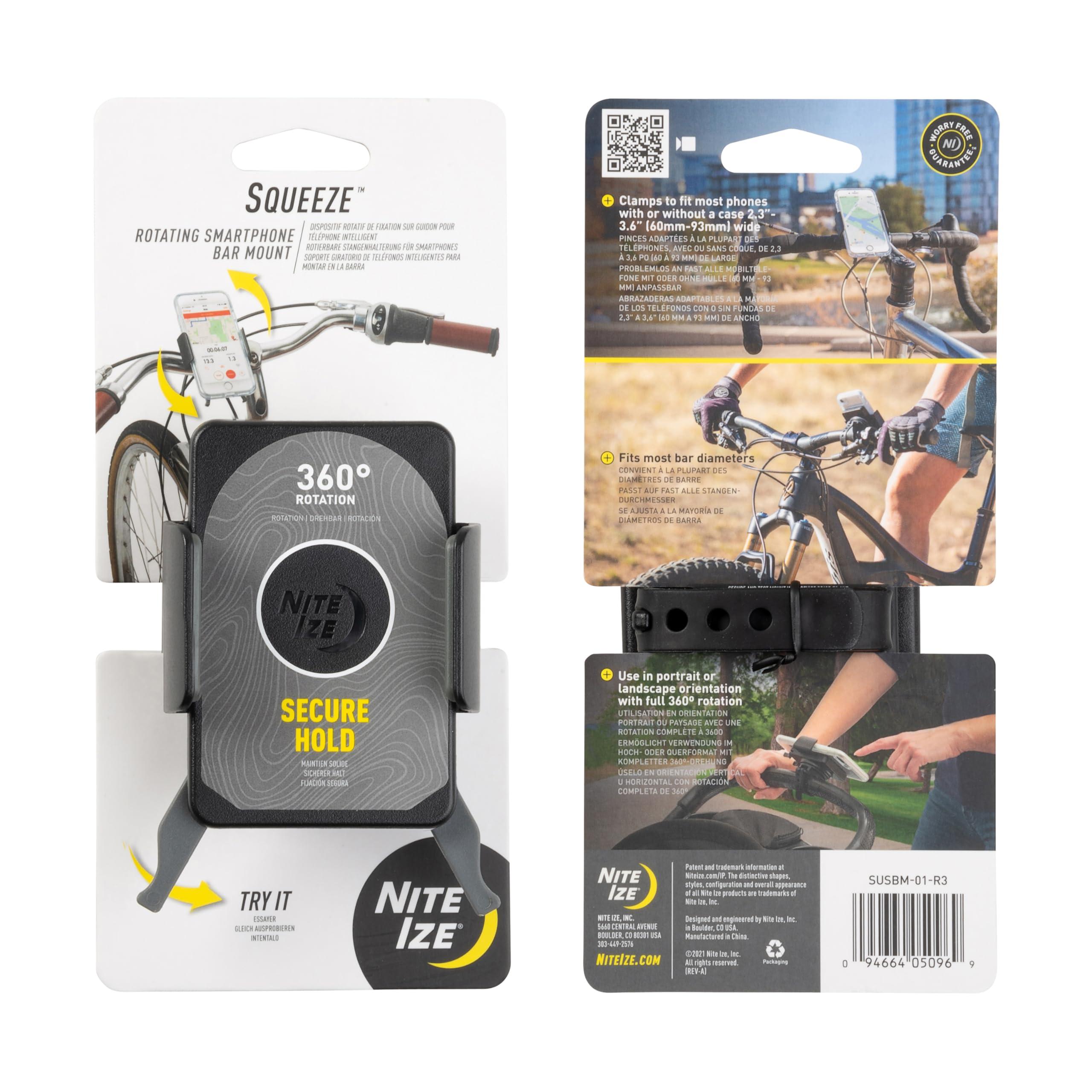 Nite Ize Squeeze Rotating Smartphone Bar Mount - Bike Mount Phone Holder for Handlebars - Phone Holster Accessories - Rotating Phone Holder with Easy-to-Squeeze Levers - Black - Image 9