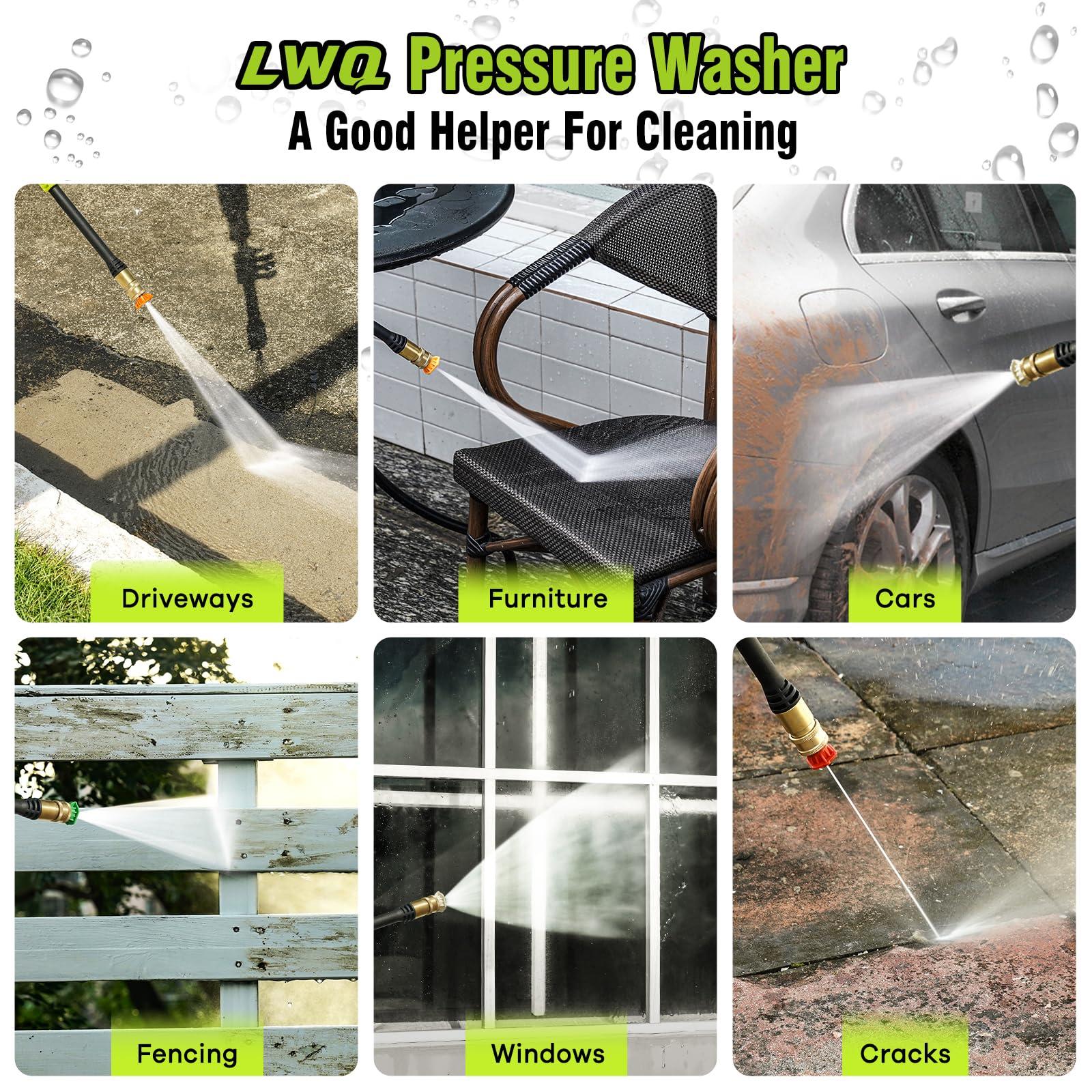 Electric Pressure Washer, 2.5 GPM Power Washer with 4 Quick Connect Nozzles, High Pressure Cleaning Machine with Foam Cannon for Cars/Fences/Driveways/Patios/Home Cleaning (Green) - Image 4