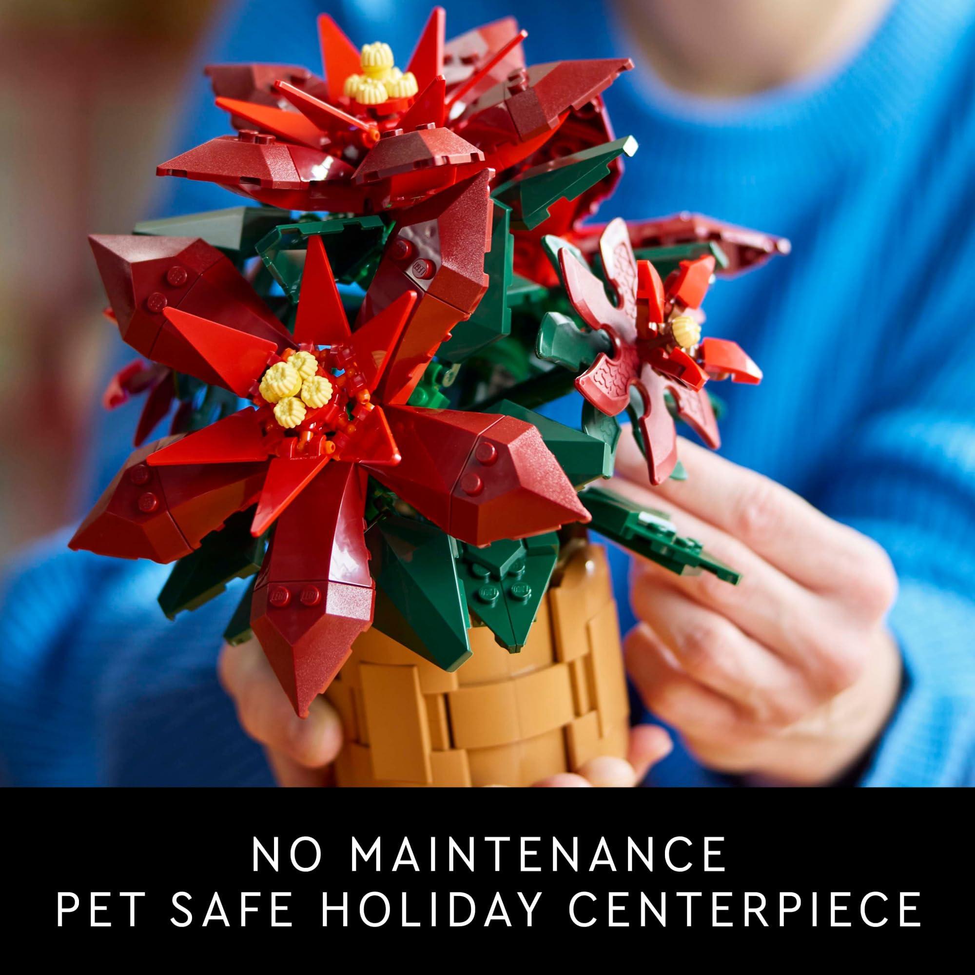 LEGO Icons Poinsettia Building Set - Artificial Flower Decorations & Centerpieces for Table, Adults Ages 18+ - 10370 - Image 6