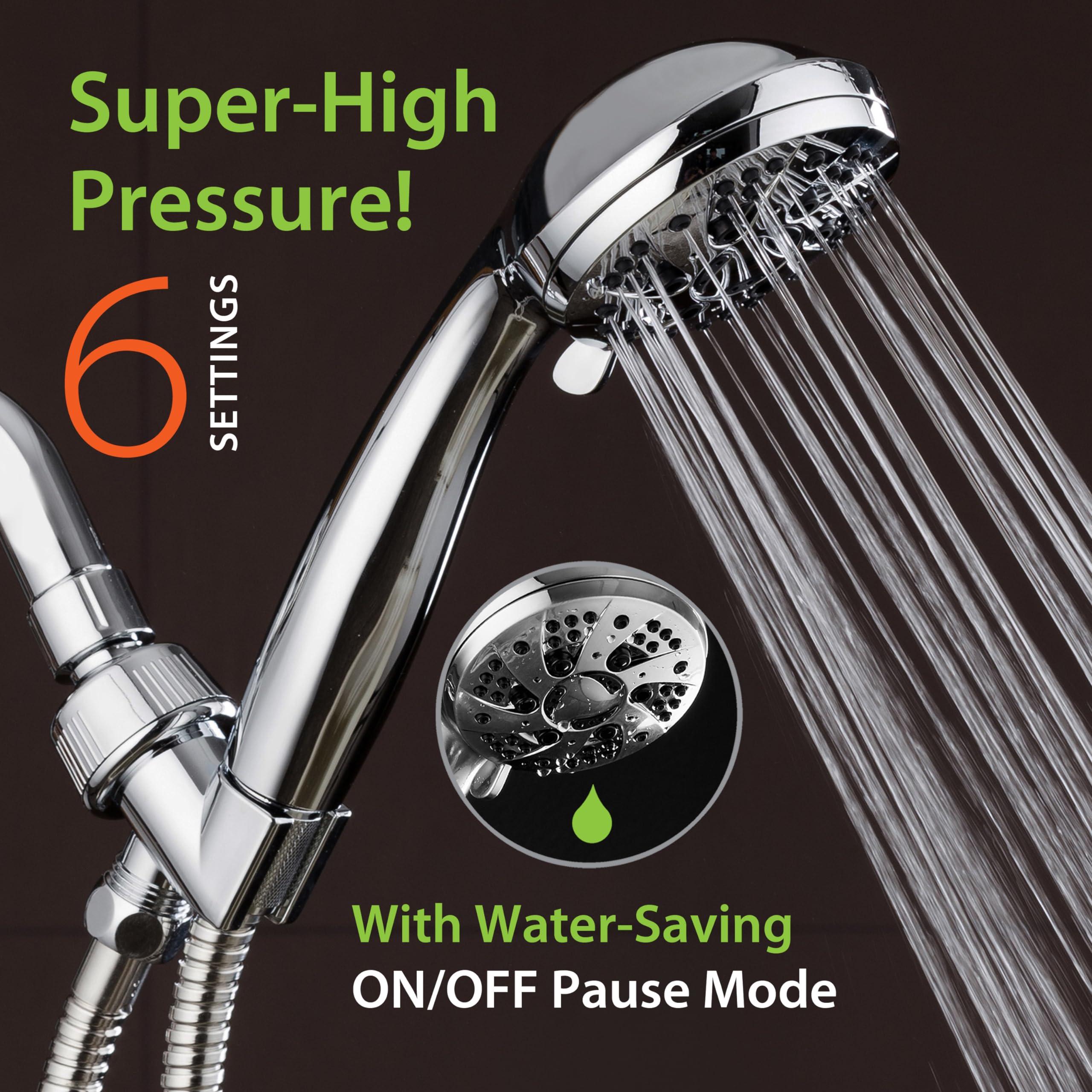AquaDance High Pressure 6-Setting 3.5" Chrome Face Handheld Shower with Hose for the Ultimate Shower Experience! Officially Independently Tested to Meet Strict US Quality & Performance Standards! - Image 3
