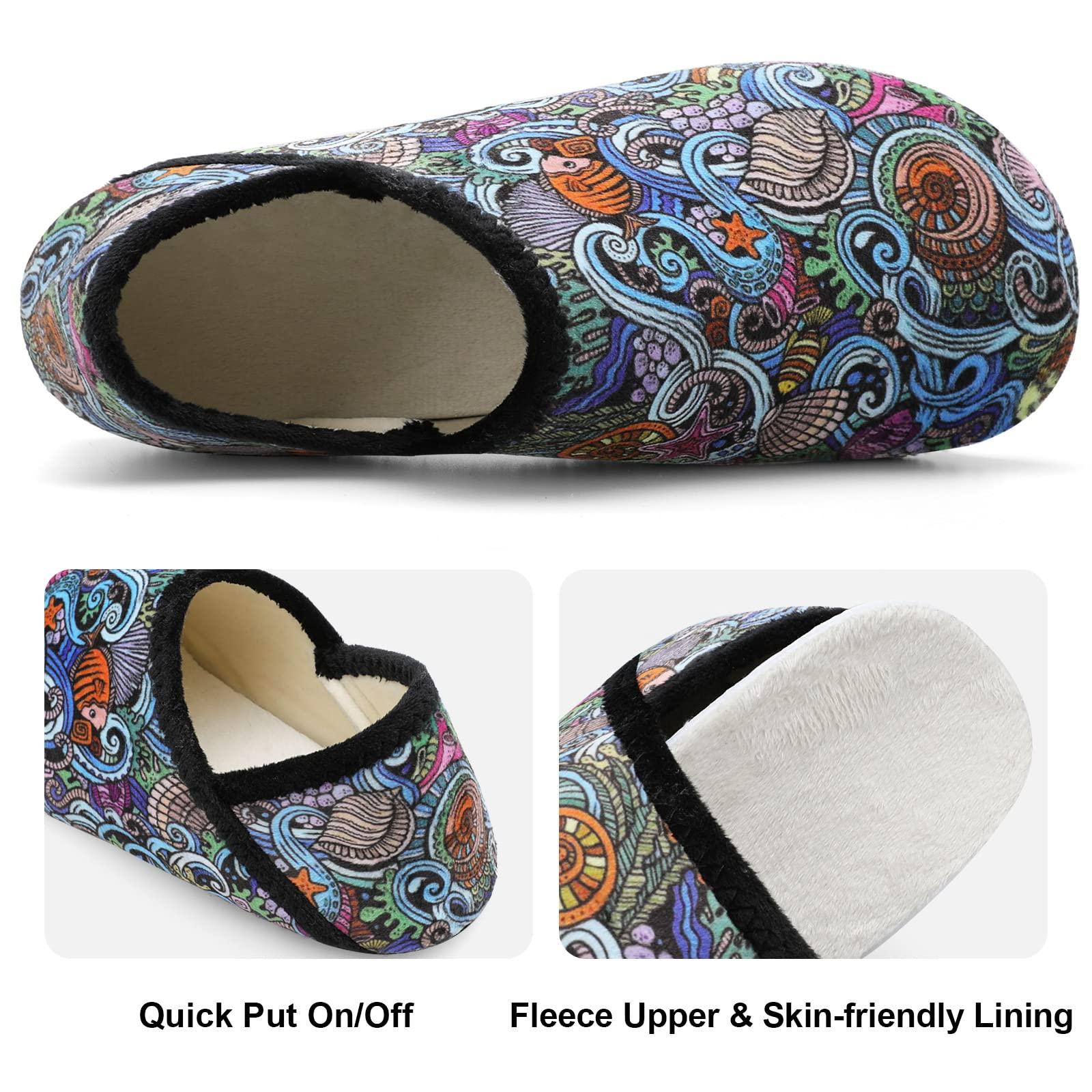 Fires Womens Mens Slippers with Rubber Sole Soft-Lightweight House Slipper Socks Around House Shoes Non Slip Indoor/Outdoor - Image 2