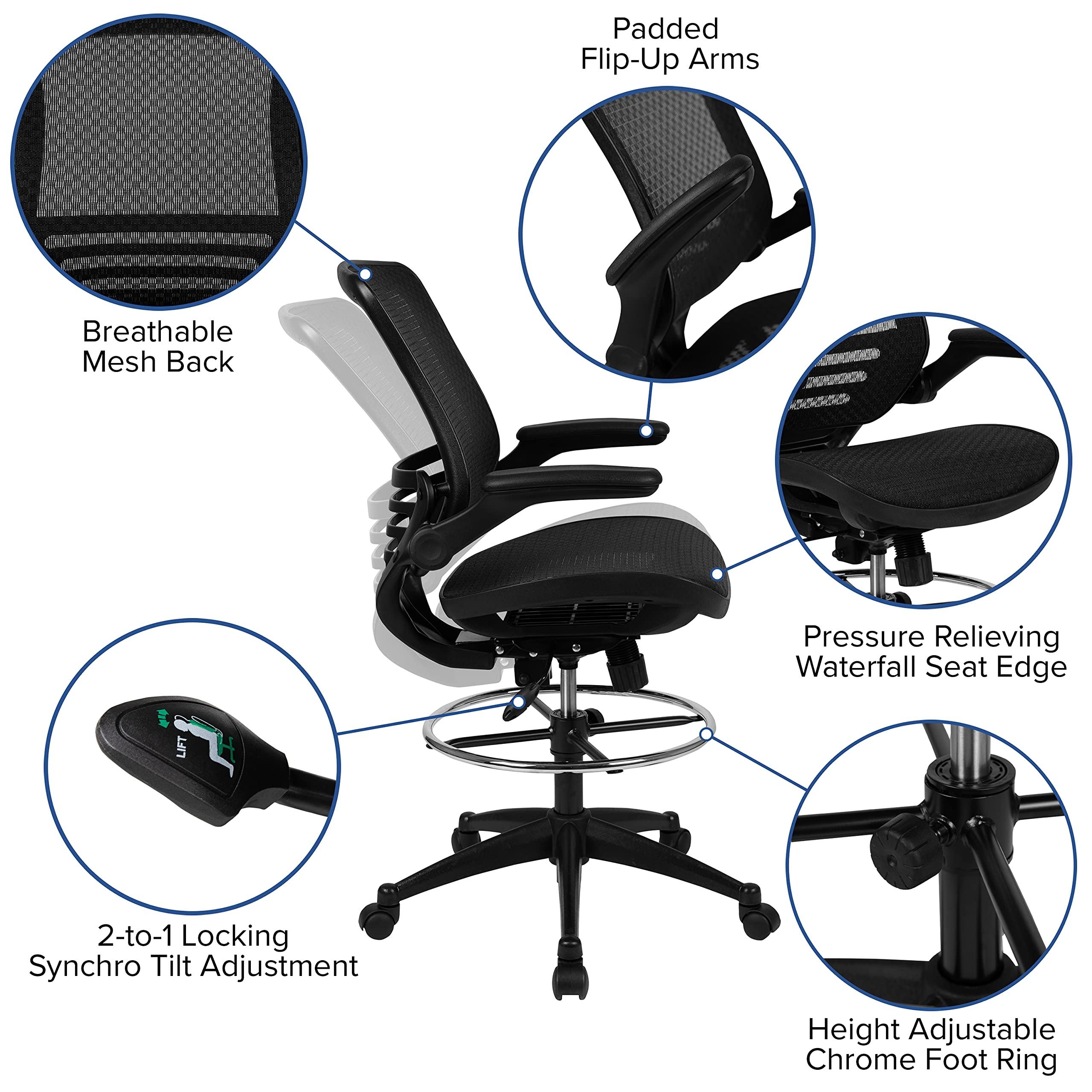 Flash Furniture Waylon Mid-Back Swivel Office Chair with Adjustable Foot Ring and Seat Height, Ergonomic Executive Chair with Armrests, Black - Image 10