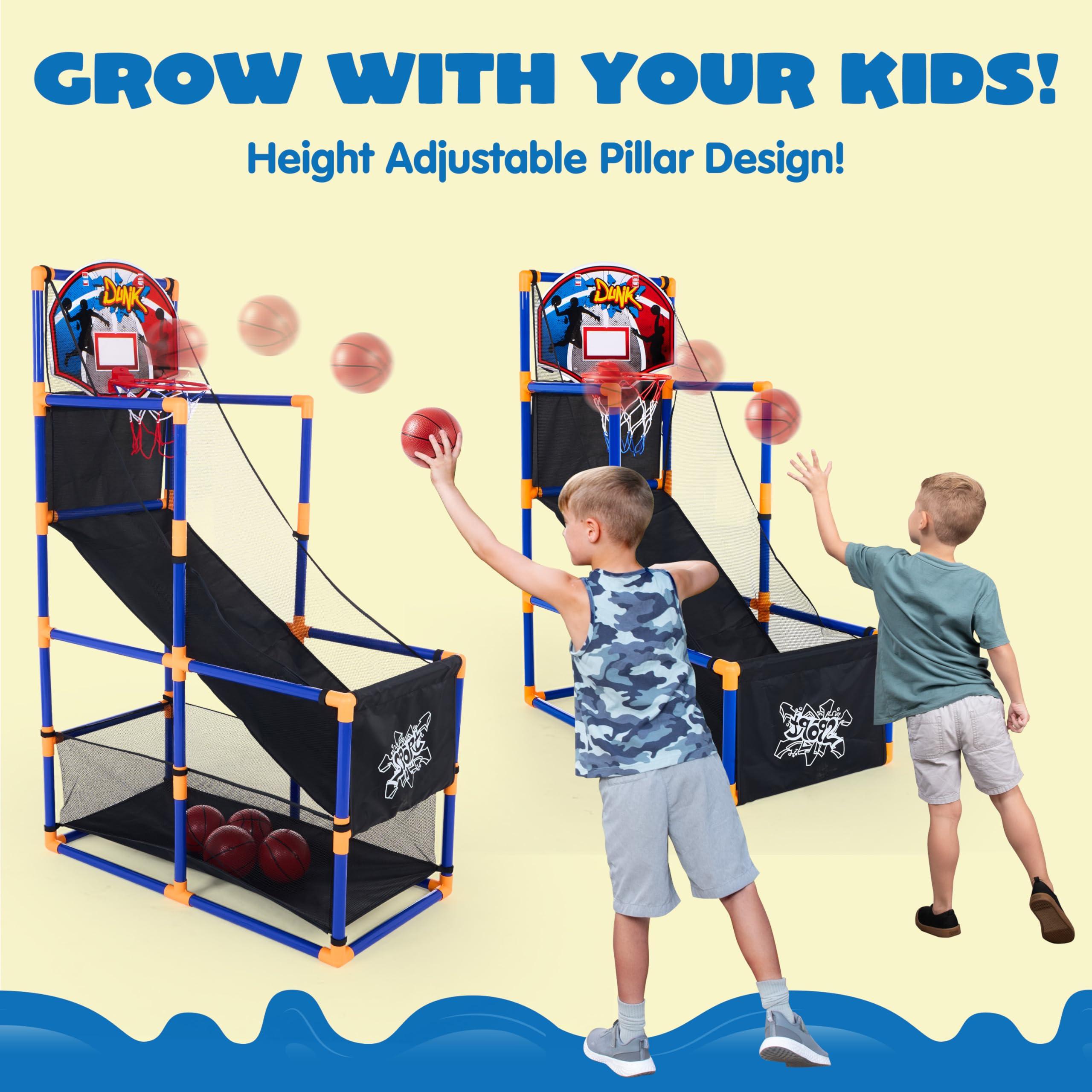 JOYIN Arcade Basketball Game Set with 4 Balls and Hoop for Kids 3 to 12 Years Old Indoor Outdoor Sport Play - Easy Set Up - Air Pump Included - Ideal for Competition - Image 3