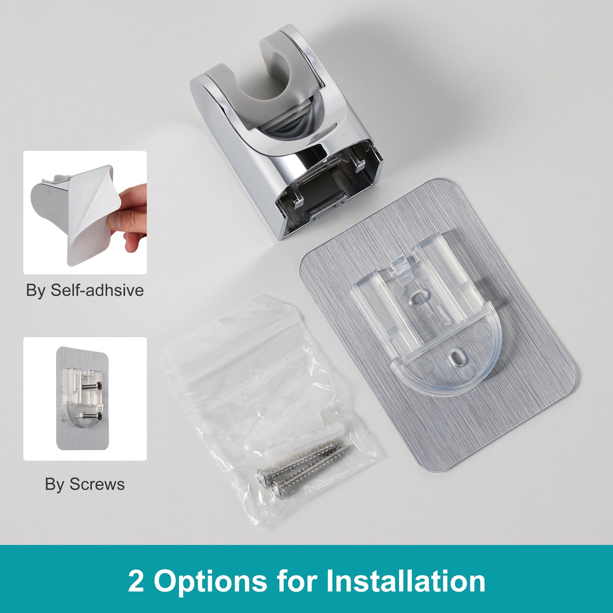 GwernKB Shower Head Holder Strong Adhesive No Drilling Wall Mount Adjustable Handheld Showerhead Bracket for RV Kids Bathroom Shower,Fix Firmly and Use Conveniently (Silver, 1) - Image 8