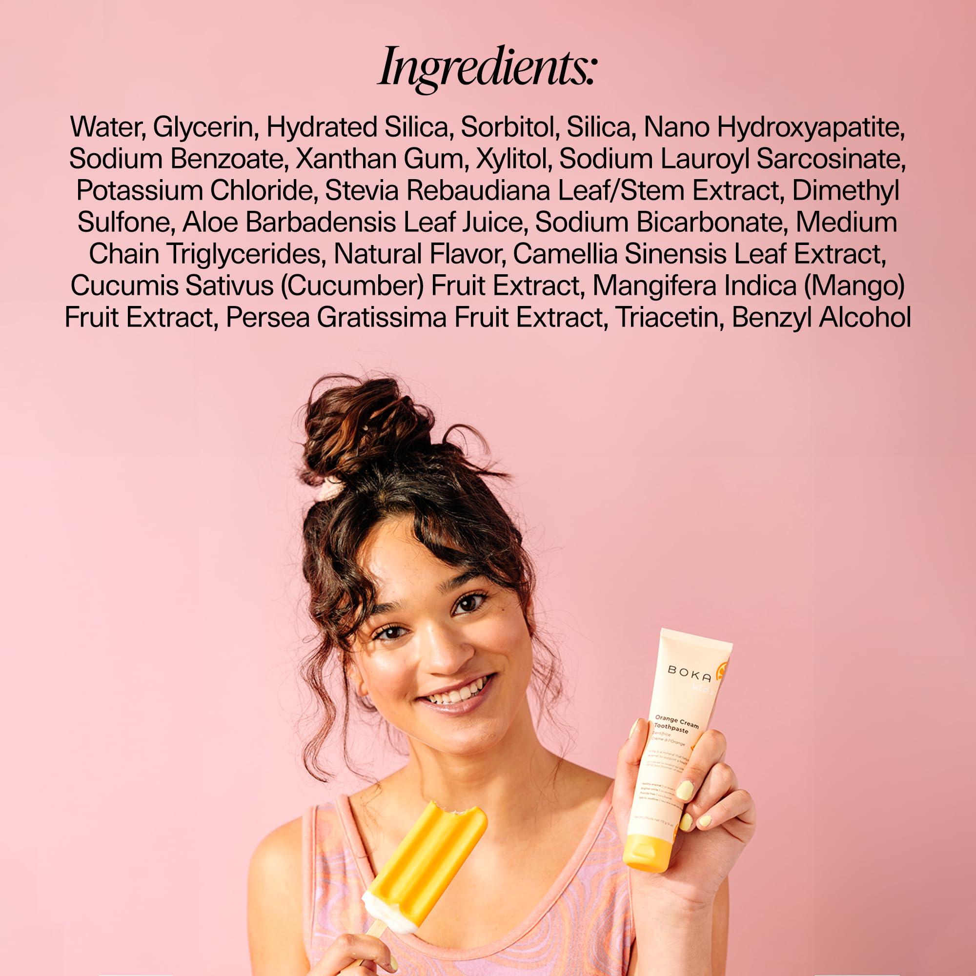 Boka Fluoride Free Toothpaste Nano Hydroxyapatite, Helps Remineralize, Appropriate for Sensitive Teeth, Whitening - for Adult, Kids Oral Care - Orange Cream Flavor, 4oz 1Pk - US Manufactured - Image 8