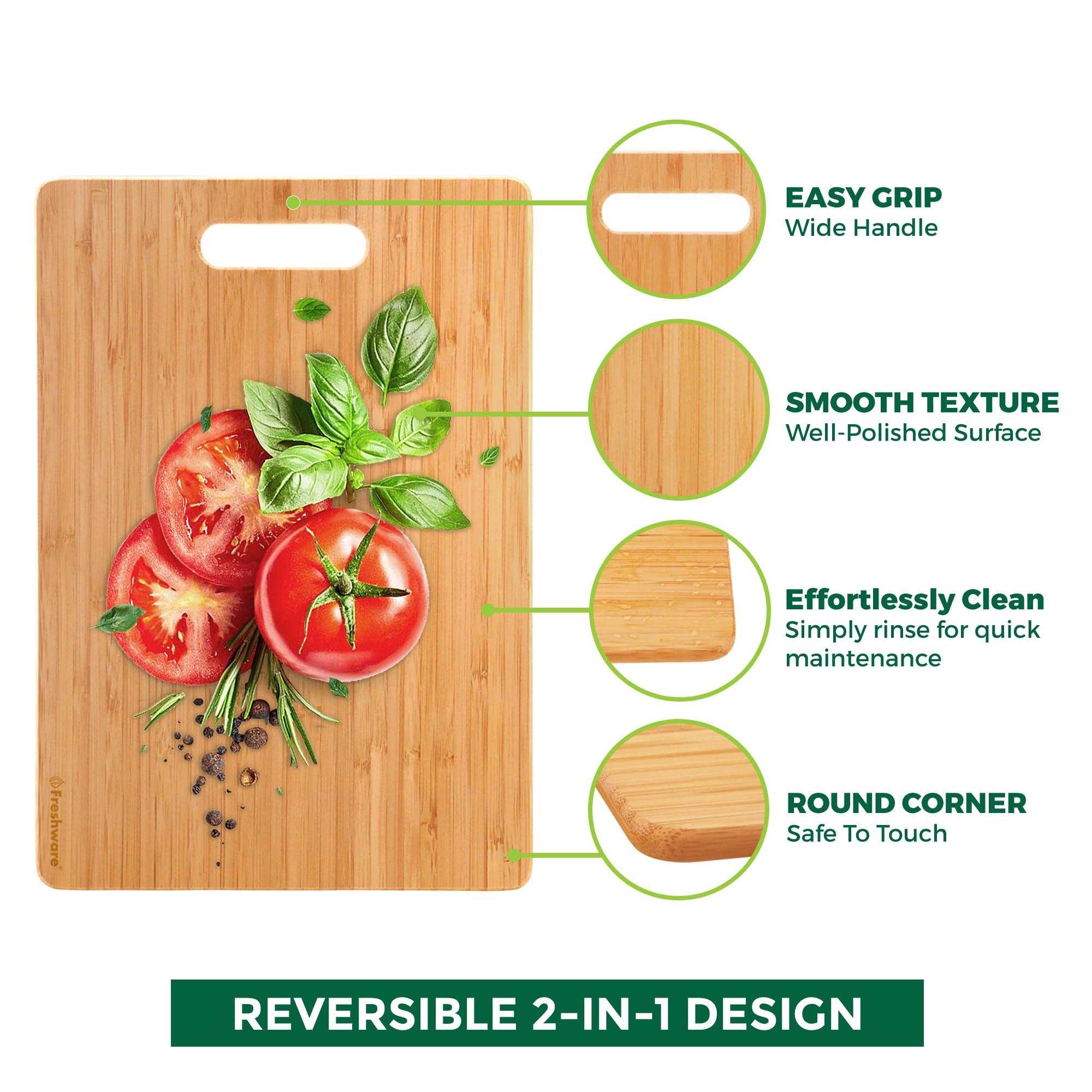 Bamboo Cutting Boards for Kitchen [Set of 3] Wood Cutting Board for Chopping Meat, Vegetables, Fruits, Cheese, Knife Friendly Serving Tray with Handles - Image 6