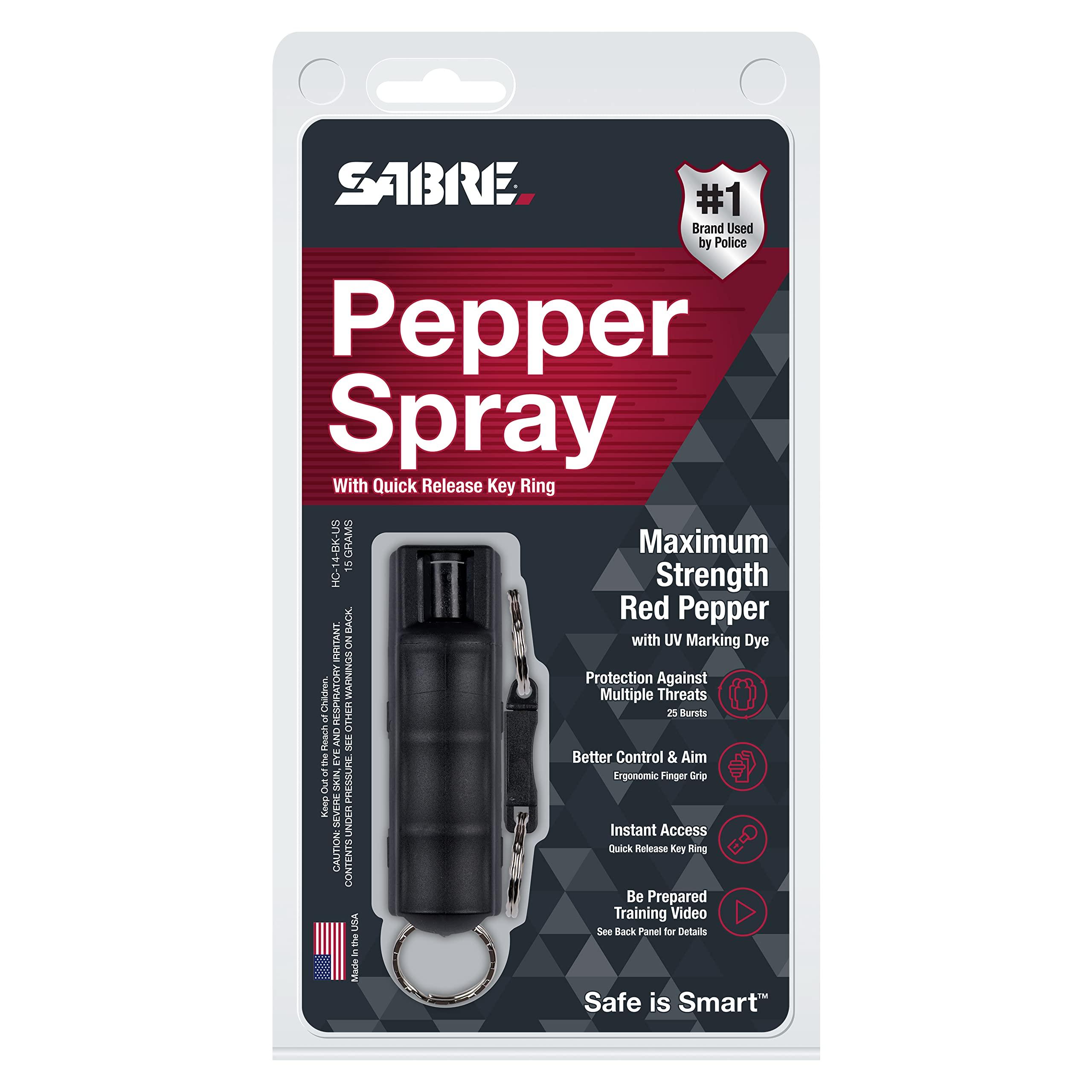 SABRE Pepper Spray, Quick Release Keychain for Easy Carry and Fast Access, Finger Grip for More Accurate and Faster Aim, Maximum Police Strength OC Spray, 0.54 fl oz, Secure and Easy to Use Safety - Image 8