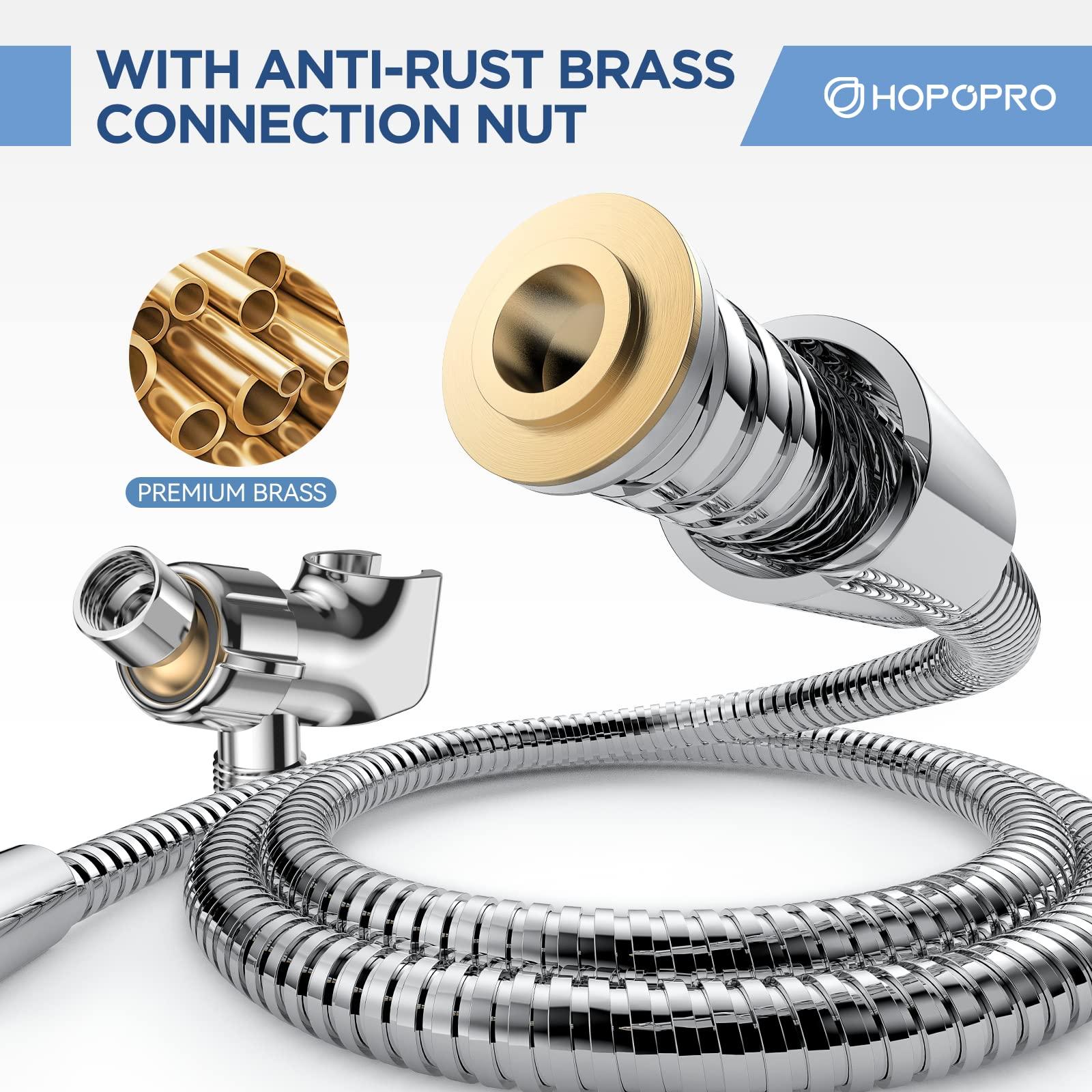6-Mode High Pressure Handheld Shower Head Set, Consumer Reports Recommended HOPOPRO High Flow Hand Held Showerhead with 59 Inch Hose Bracket Teflon Tape Rubber Washers - Image 5