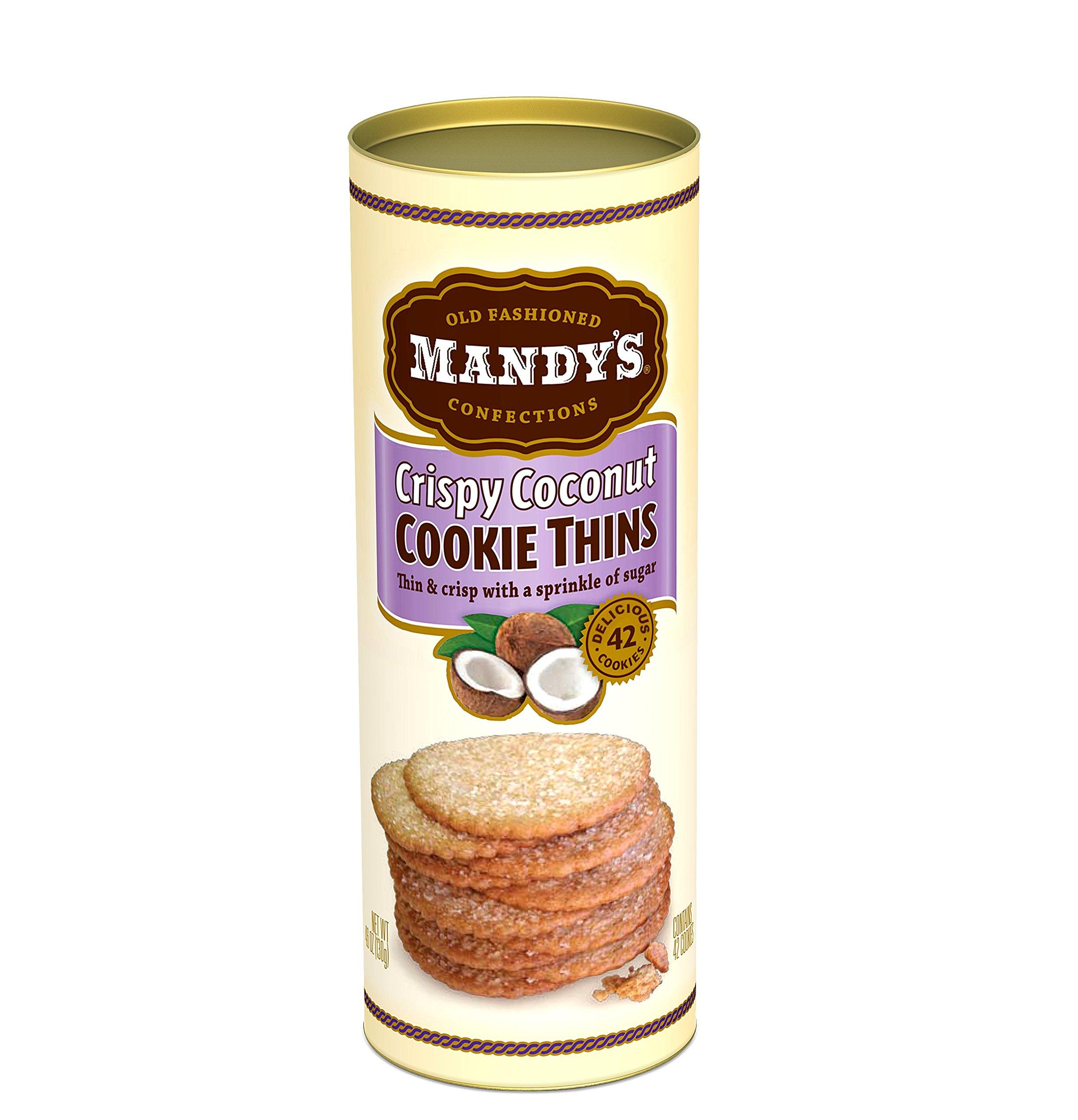 Mandy's Cookie Thins, Crispy Coconut, 4.6 Ounce (Pack of 6)