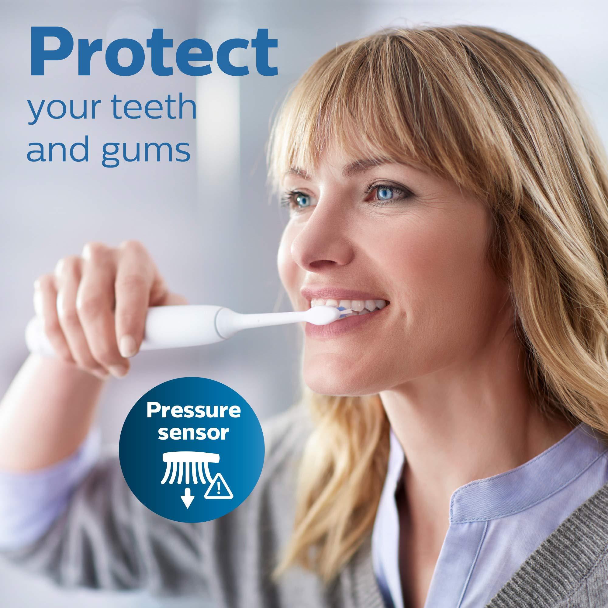 Philips Sonicare ProtectiveClean 6100 Rechargeable Electric Toothbrush, with Pressure Sensor, 3 Cleaning Modes, SmarTimer and QuadPacer, 14-Day Battery Life, Travel Case, Navy Blue, Model HX6871/49 - Image 4