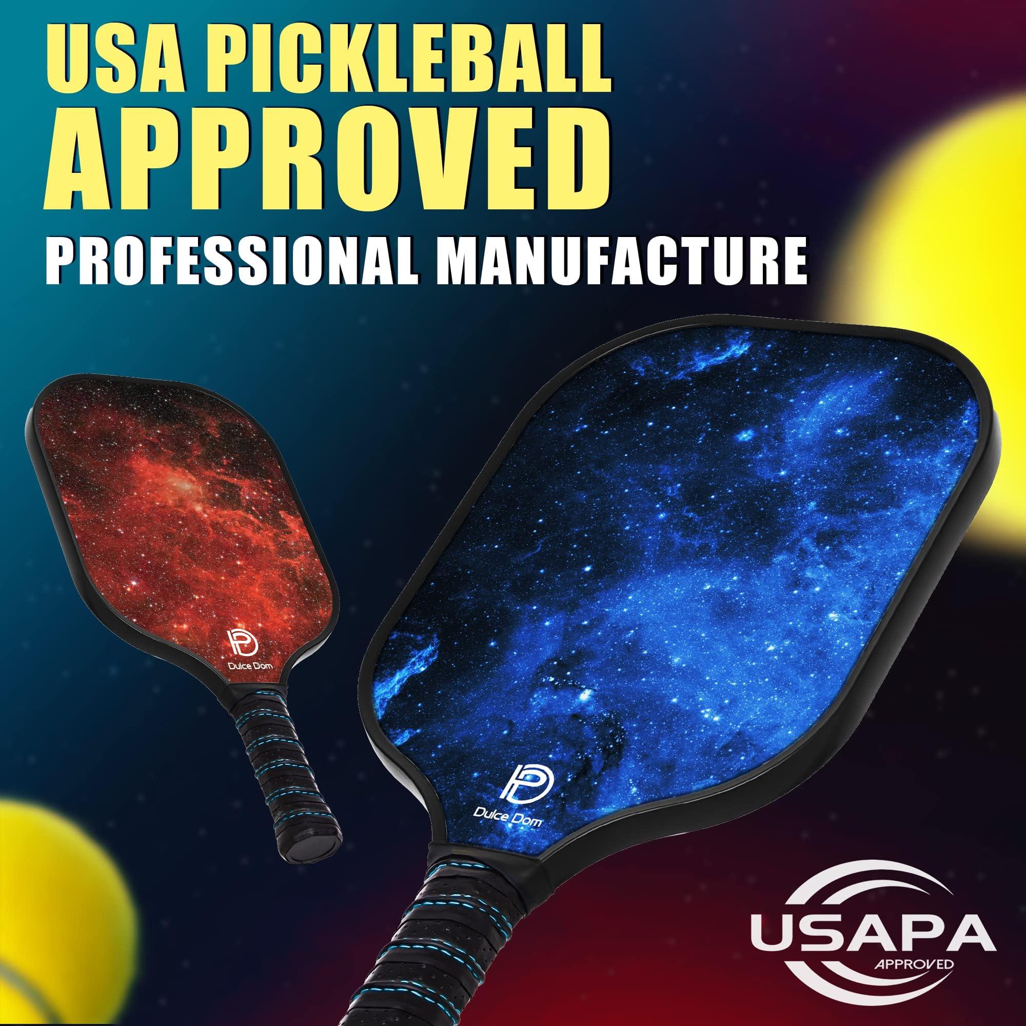 DULCE DOM Pickleball Paddles Set of 2/4 - USAPA Approved, Fiberglass Surface Pickleball Racket with 4 Indoor Outdoor Pickleball Balls and Pickleball Bag, Ideal Training Equipment Gift for Men & Women - Image 2