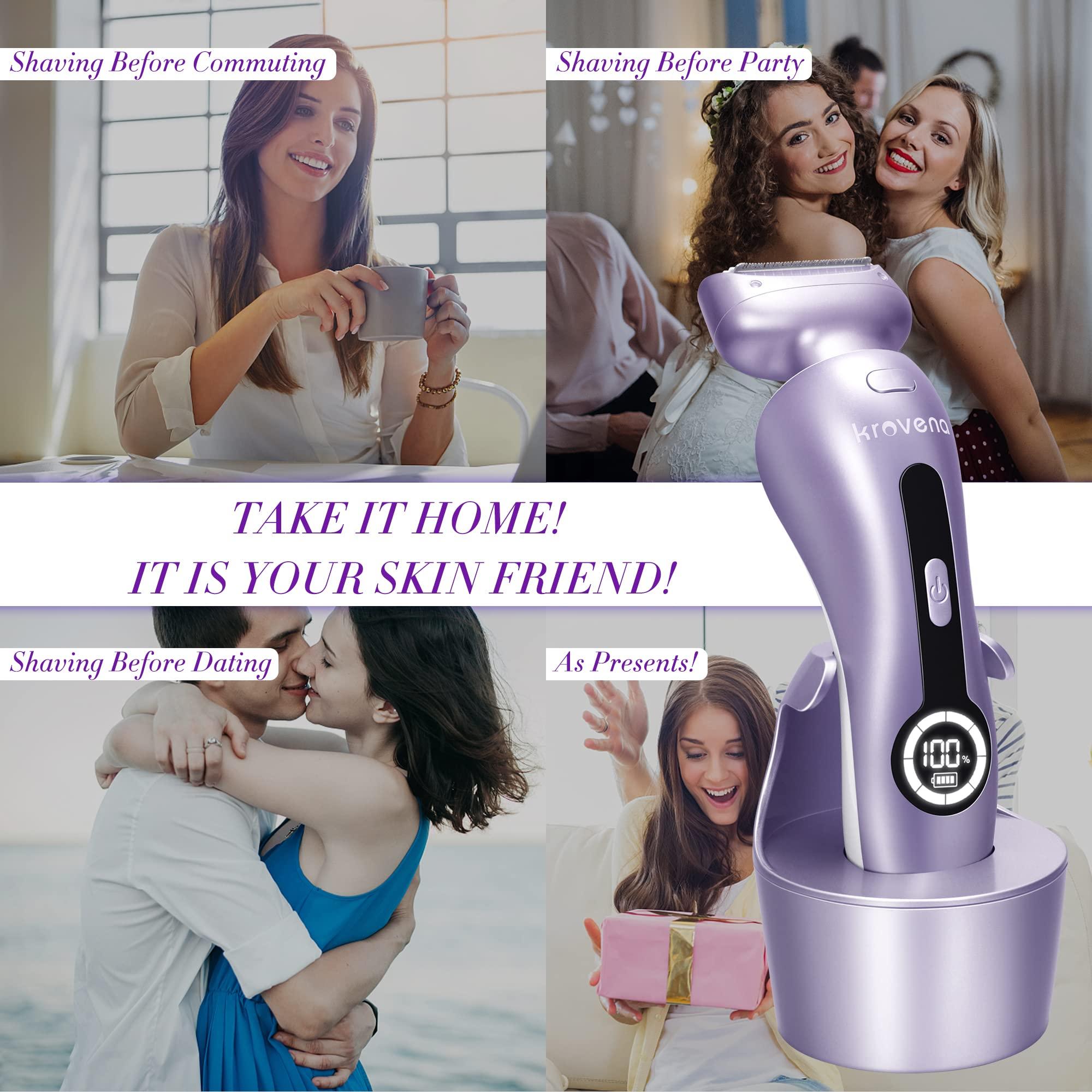 Electric Shaver for Women Electric Razor for Womens Bikini Legs Underarm Public Hairs Rechargeable Trimmer with Detachable Head Cordless Wet Dry Use - Image 7