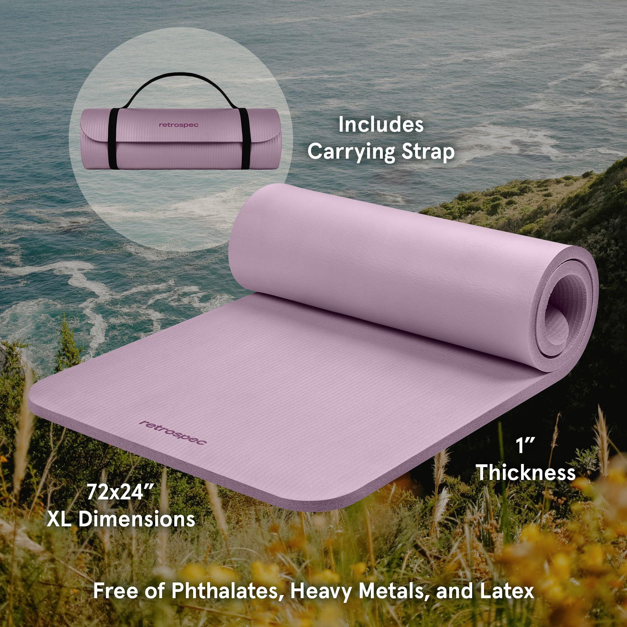Retrospec Solana Yoga Mat 1" Thick With Nylon Carry Strap for Men & Women - Non Slip Exercise Mat for Home Yoga, Pilates, Stretching, Floor & Fitness Workouts - Image 2
