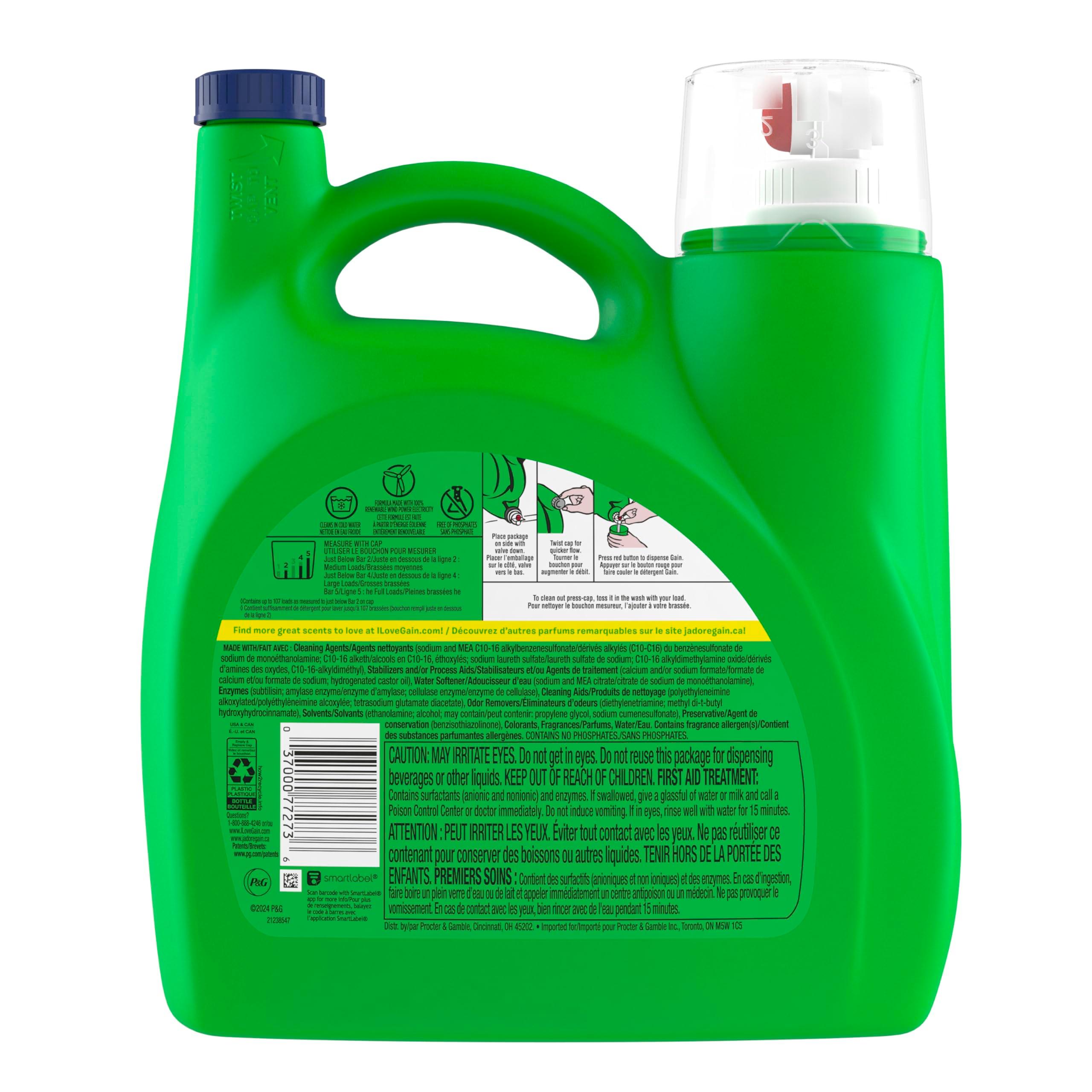 Gain + Aroma Boost Laundry Detergent Liquid, Original Scent, 107 Loads, 154 fl oz, HE Compatible Laundry Soap with Febreze and Oxi, Gain Laundry Detergent, Liquid Laundry Detergent - Image 12
