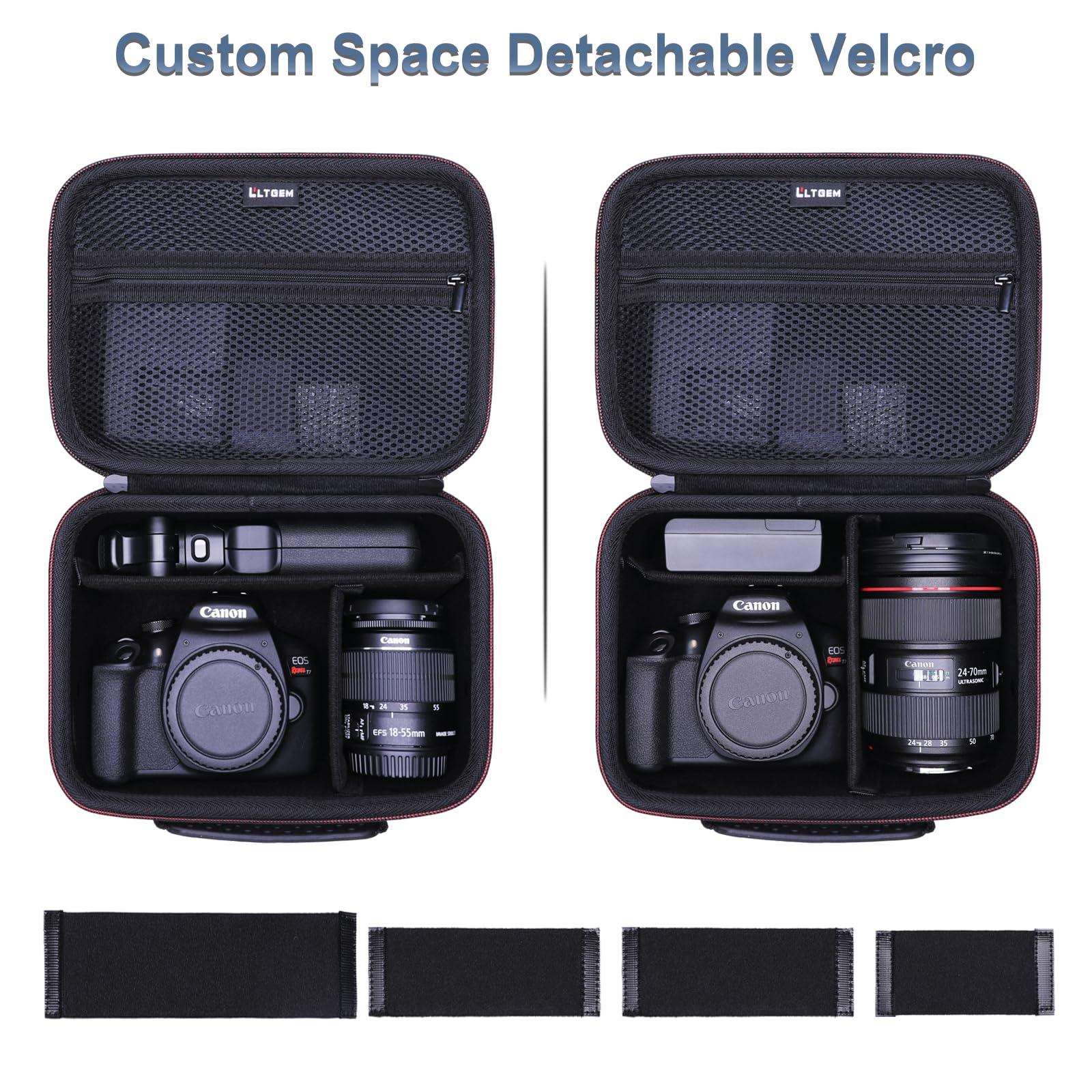 Camera Case Compatible with Canon EOS Rebel T7/R50/R6 Mark II/R100/R50 V/T6/R8/R10/R5 Mark II/RP/R7/5D Mark IV/SL3/R5/T100 DSLR SLR Camera, Lens and Tripod with 4 Dividers and Shoulder Strap, Black - Image 3