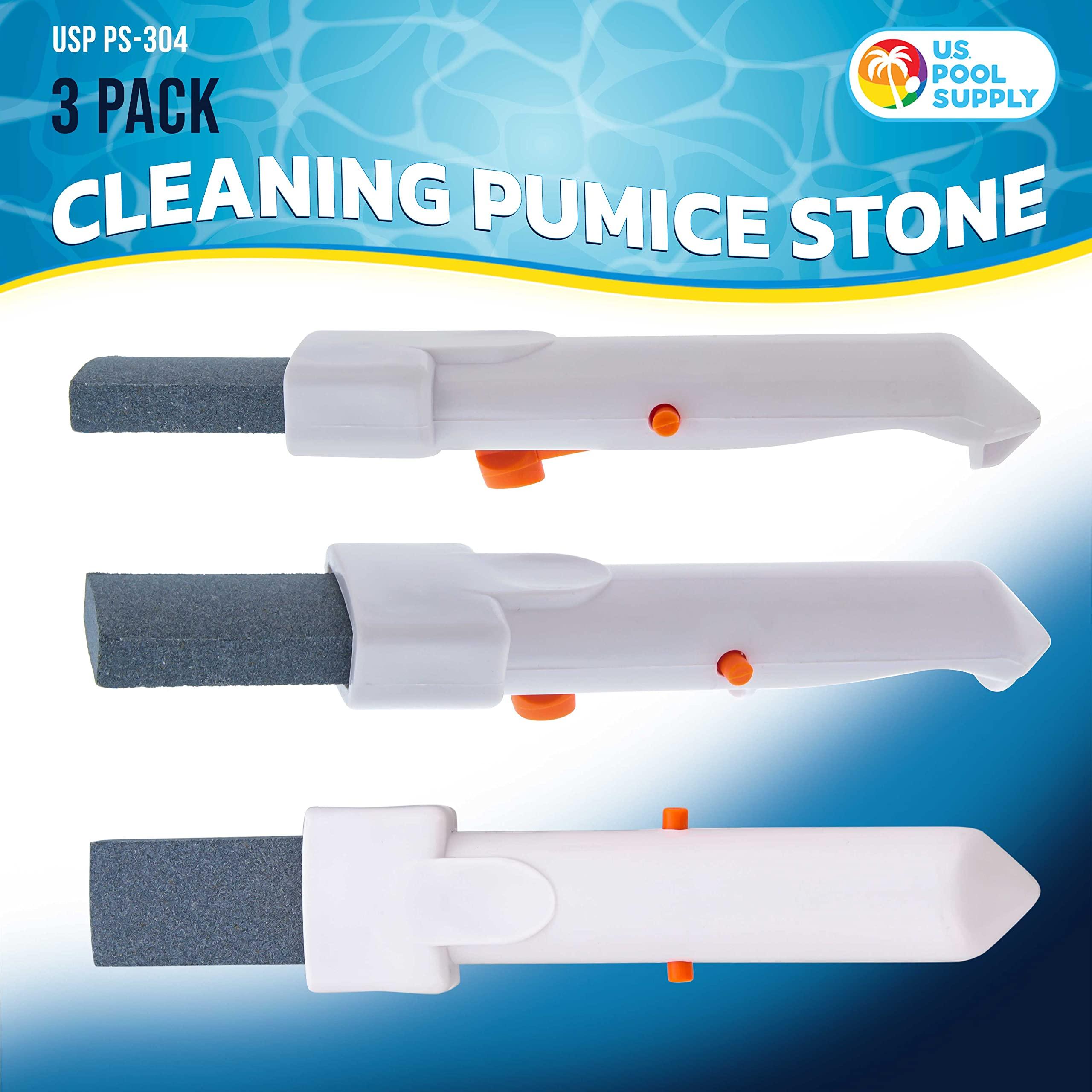 U.S. Pool Supply Pool Cleaning Pumice Stone with Pole Handle, 3 Pack - Clean Remove Rust Stains on Concrete, Calcium Build-Up on Tiles, Scrub Debris Off Walls, Floors, Steps, Corners - Image 2