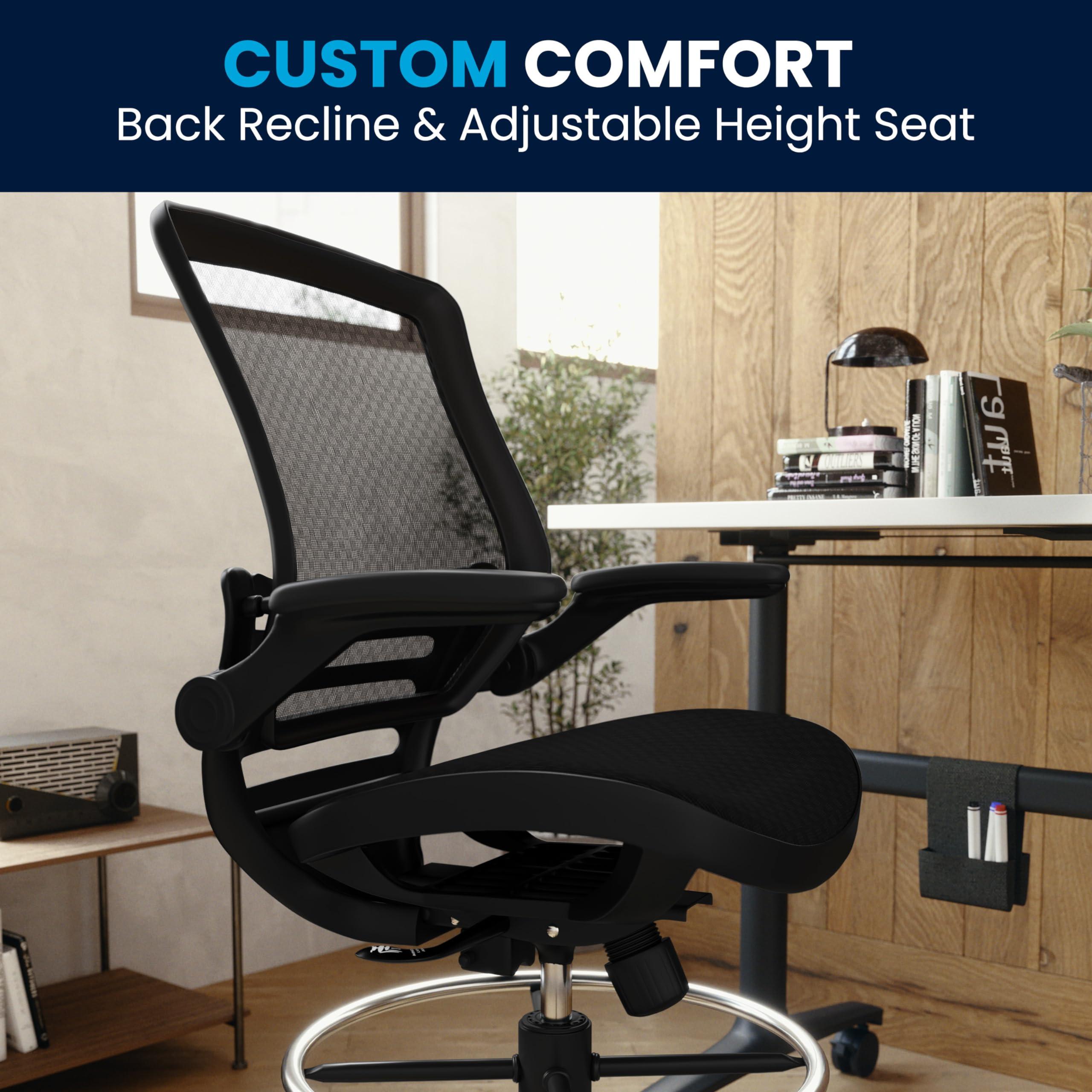Flash Furniture Waylon Mid-Back Swivel Office Chair with Adjustable Foot Ring and Seat Height, Ergonomic Executive Chair with Armrests, Black - Image 7
