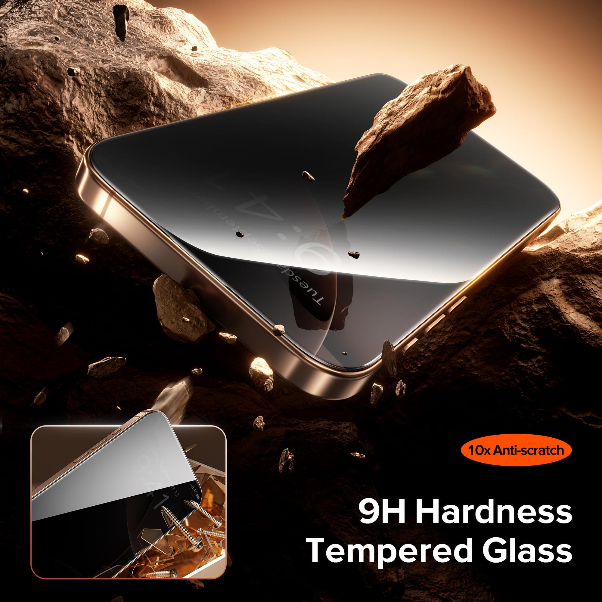 SuydanBox 3 Pack Privacy Screen Protector for iPhone 15 Pro Max, [One-Pull Installation] Military-Grade Shatterproof & Ultra Durable 9H Hardness, Anti-Spy Tempered Glass, Bubble-Free, Case Friendly - Image 2