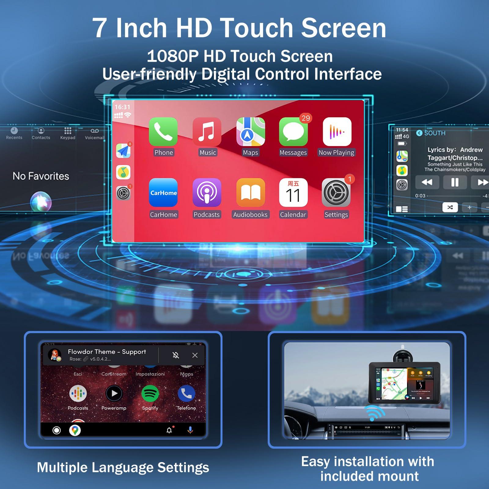 Apple Carplay Portable Car Stereo and Android Auto,Carplay Screen for Car Radio with Bluetooth Handsfree, 7'' Touch Screen with Phone Link/FM/AUX - Image 5