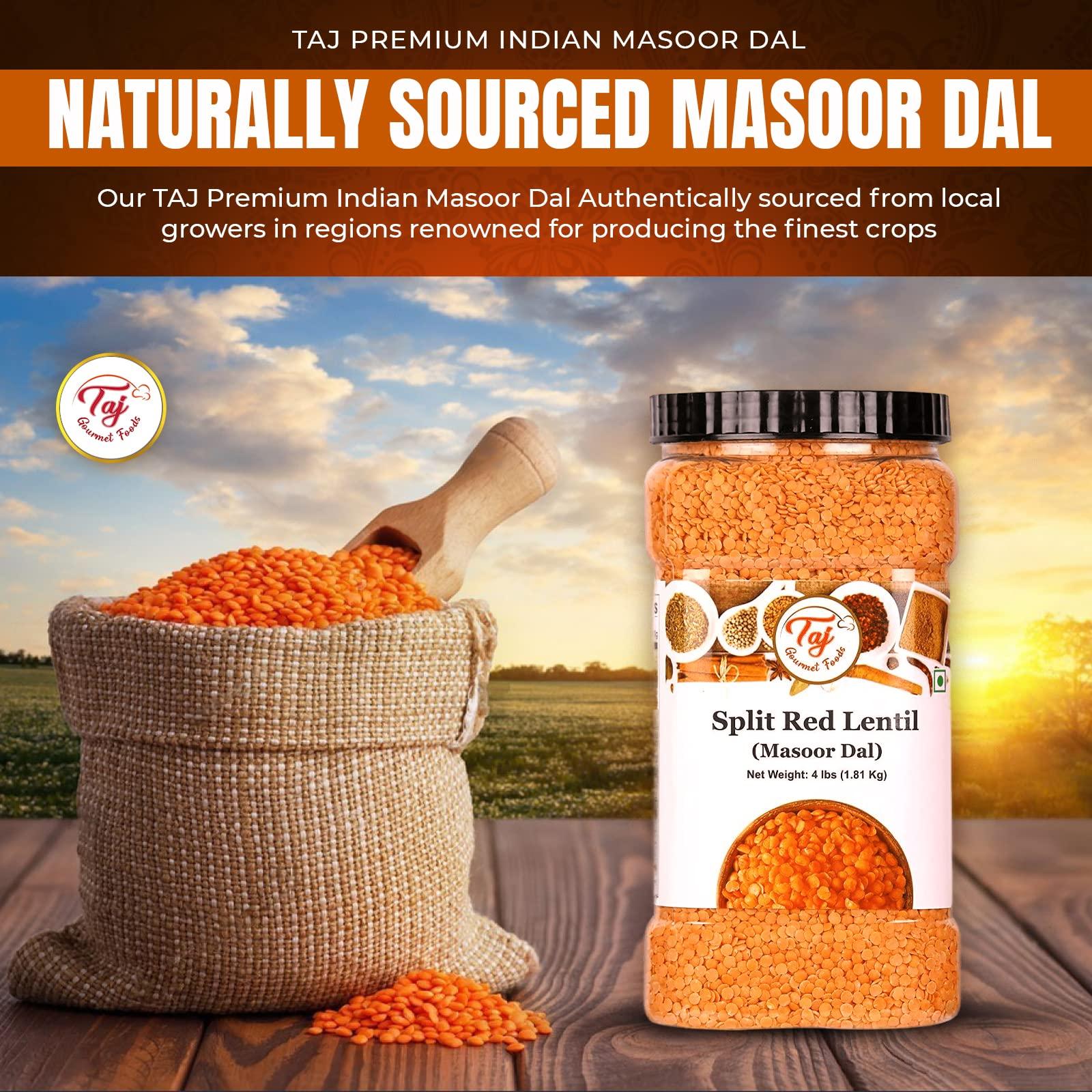 TAJ Premium Indian Masoor Dal, Red Lentils (4-Pounds) - Image 4