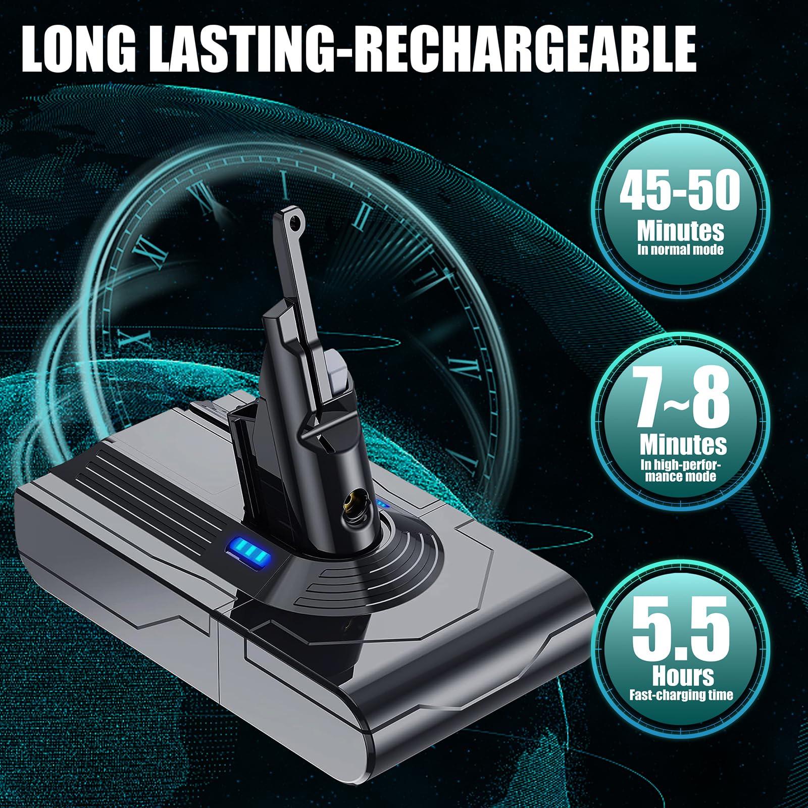 EGR Upgraded 7000mAh V8 Battery Replacement Compatible with Dyson V8 Animal Battery Replacement V8 Absolute V8 Motorhead V8 Fluffy SV10 Carbon Fiber Vacuum Cleaner 2 Filters and 3 Screws Included - Image 3