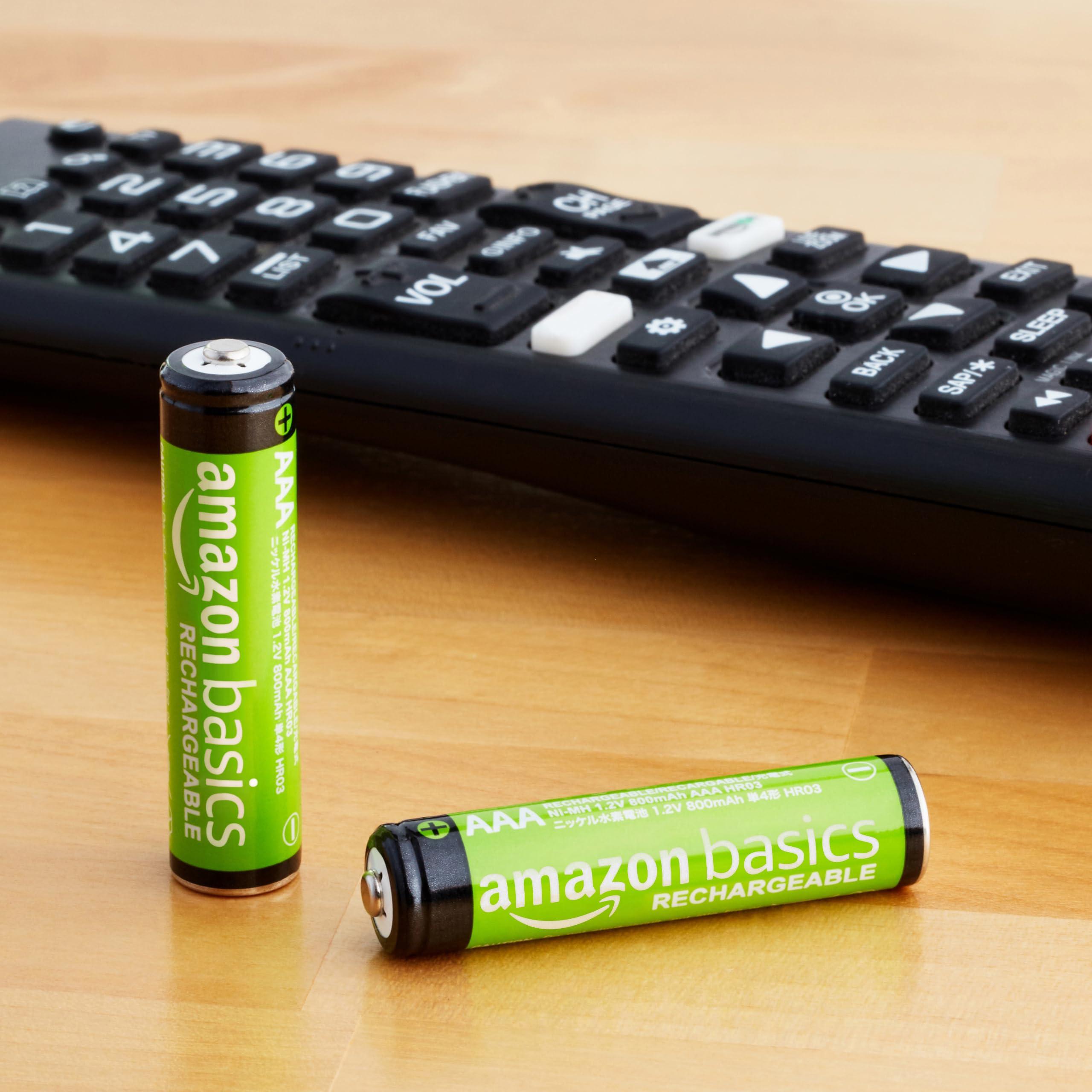 Amazon Basics Rechargeable AAA Batteries, 12-Pack, 800 mAh, NiMH Performance Batteries, Recharge up to 1000x Times, Pre-Charged - Image 3