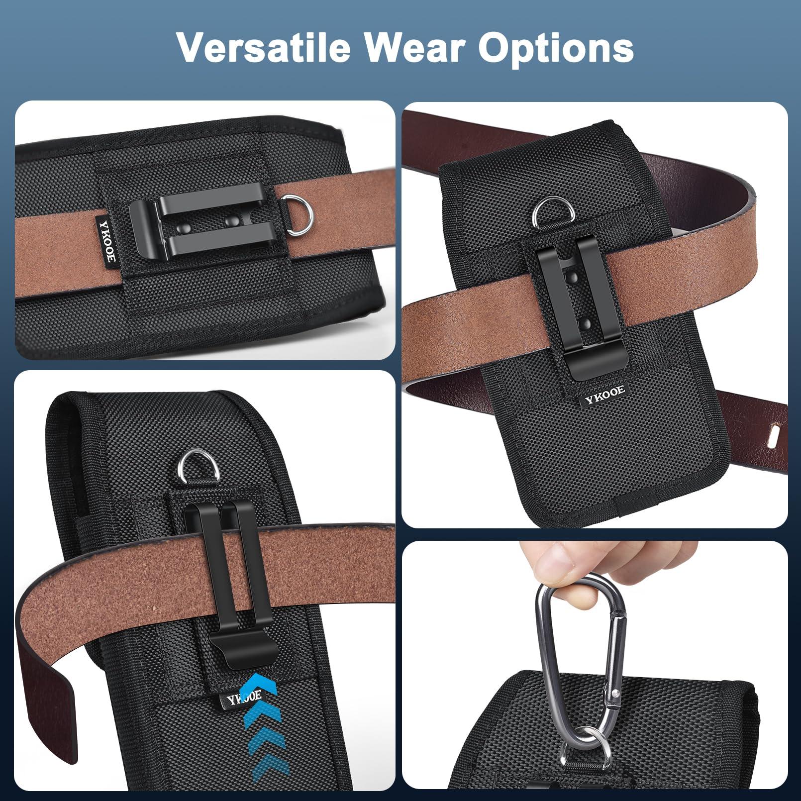 ykooe Cell Phone Holster Compatible with iPhone 16/15/14/13/12 Pro Max & Plus Models - Belt Clip and Card Holder, Black, XL - Image 6
