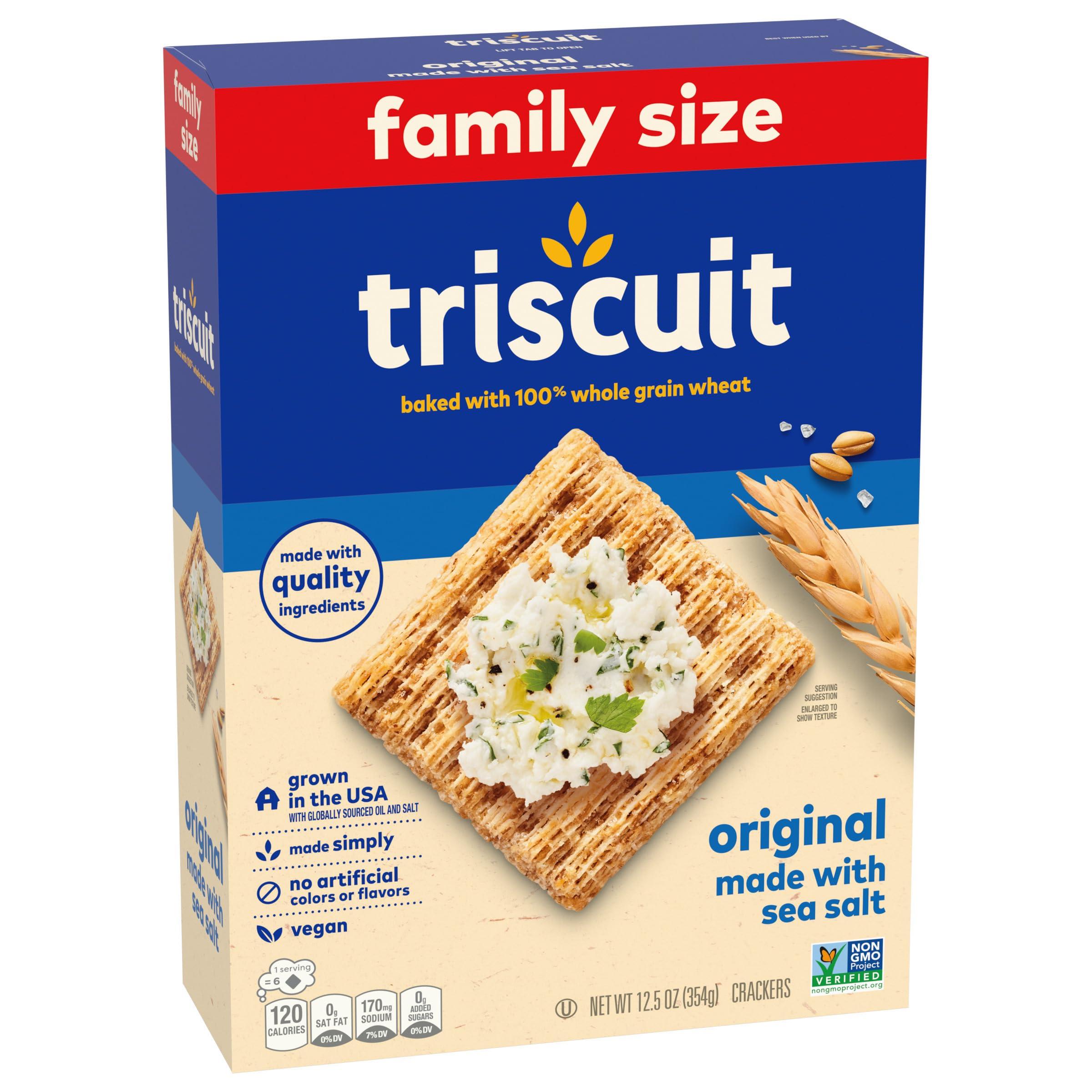 Triscuit Original Whole Grain Wheat Crackers, Vegan Crackers, Healthy Snacks, Lunch Snacks, Family Size, 12.5 oz - Image 14