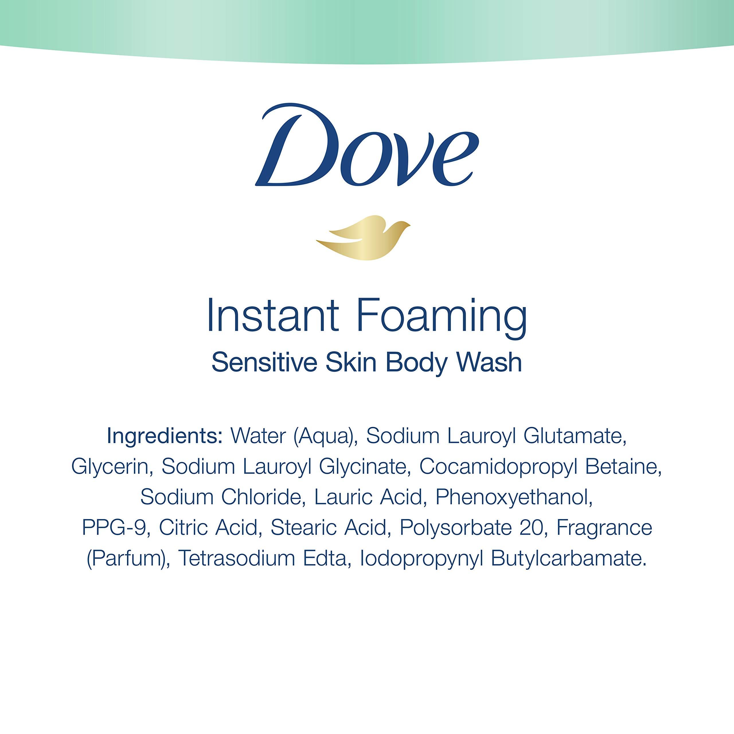 Dove Instant Foaming Body Wash 4 Count for Softer and Smoother Skin Sensitive Skin Effectively Washes Away Bacteria While Nourishing Your Skin 13.5 oz - Image 7