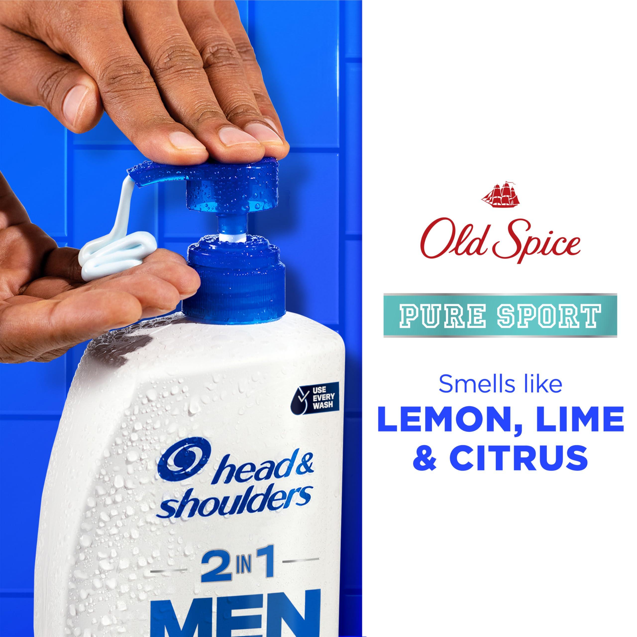 Head & Shoulders 2-in-1 Dandruff Shampoo and Conditioner Set, Clinically Proven Dandruff & Itch Relief, Lemon-Lime Scent of Old Spice Pure Sport, Nourish Scalp & Hair, 31.4 Fl Oz Each, 2 Pack - Image 3