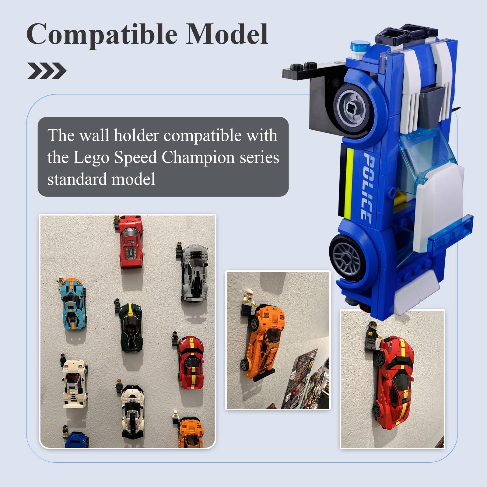 8 Pcs Wall Mount Fit for Any Lego Speed Champions Sets, Wall Bracket for Lego Speed of Champions Brick Cars with a Base for The Pilot/ Figure, Display Collectible Cars by Wheels on Wall, Black - Image 4