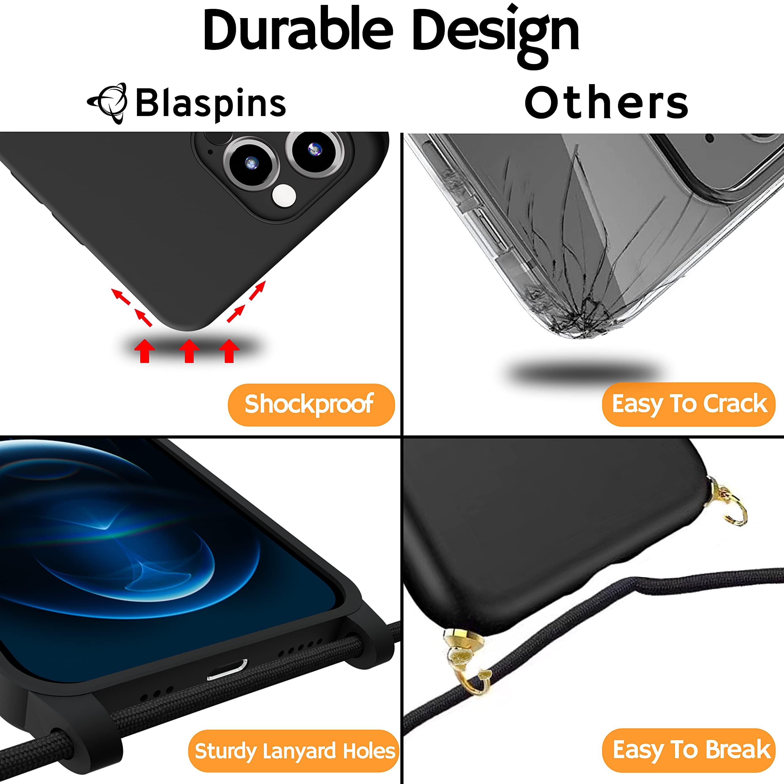 Blaspins Crossbody Lanyard Strap Case for iPhone 16 Pro, Hands-Free Neck Cross Body Wrist, Adjustable Rope Removable, Drop Protection Shockproof Silicone Case 6.3 inch, 160 cm Strap, iP16Pro - Black - Image 7