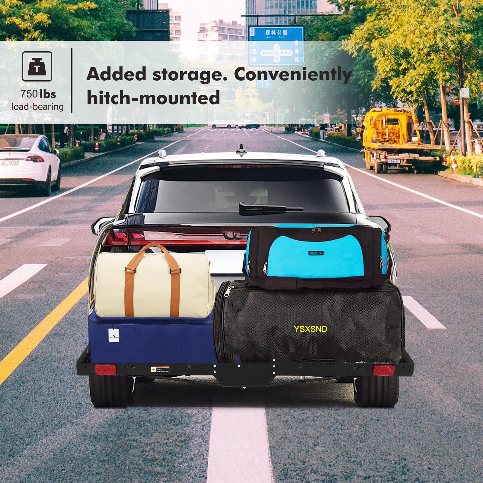 750 Lbs Capacity Cargo Baskets - Heavy-Duty Hitch Cargo Carrier Basket, 60" x 19" x 6" Cargo Rack Rear Luggage Basket for Car and SUV - Image 2