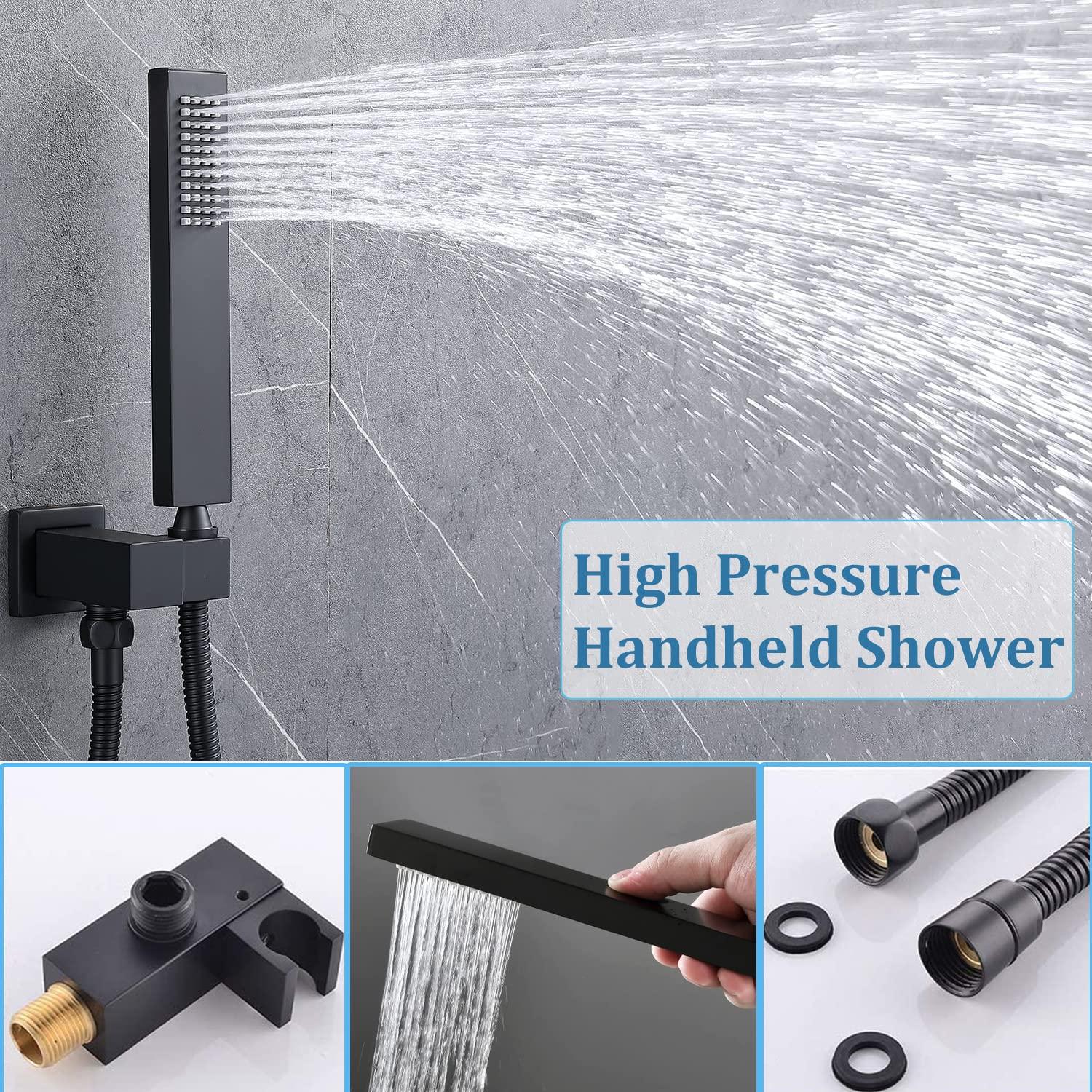 WHSHOWER Dual Shower Heads Shower System with 12 Inch Ceiling Rainfall Shower Head and 8 Inch Side Shower Head Digital Display Shower Fixtures Luxury Shower Faucet Set,Matte Black - Image 6