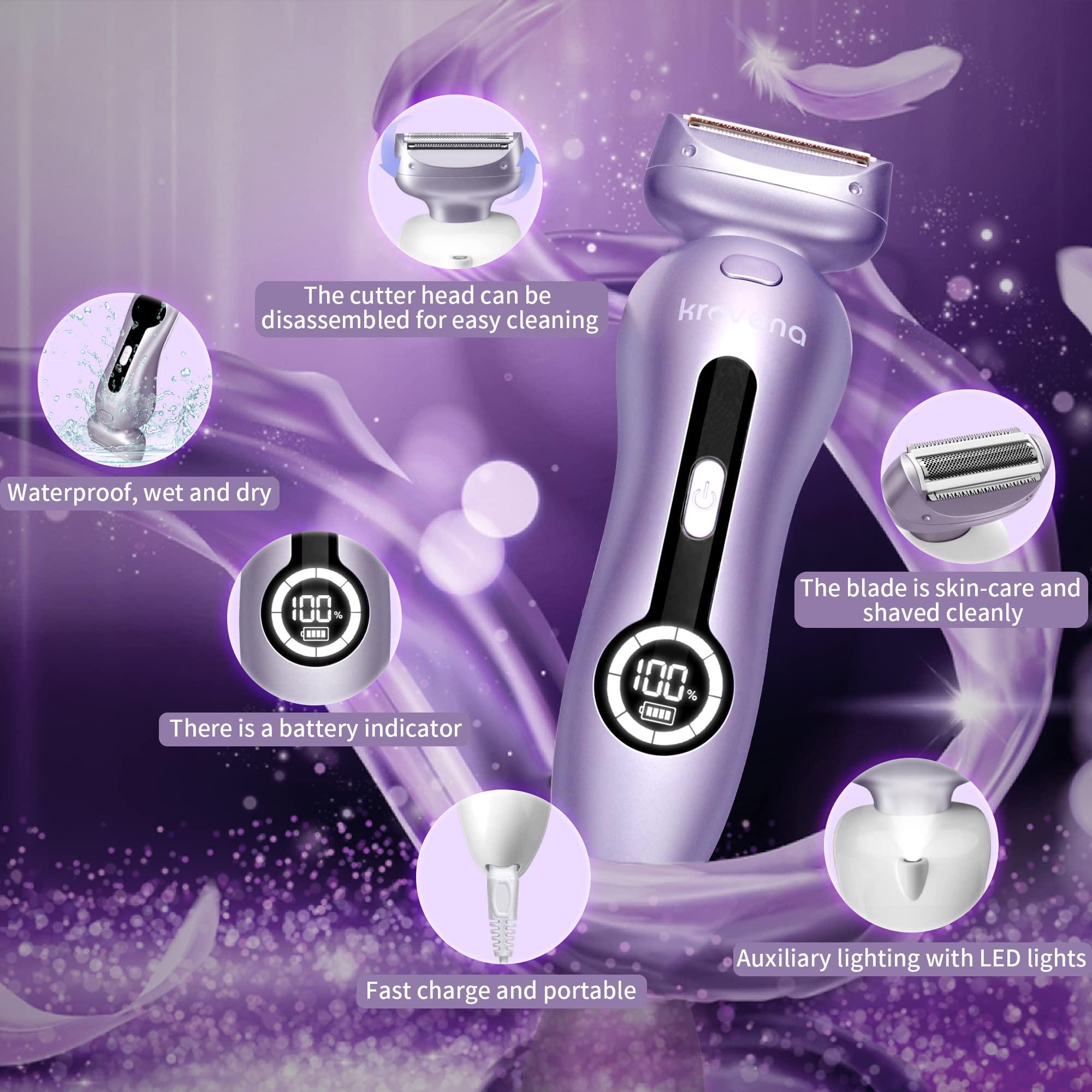 Electric Shaver for Women Electric Razor for Womens Bikini Legs Underarm Public Hairs Rechargeable Trimmer with Detachable Head Cordless Wet Dry Use - Image 6