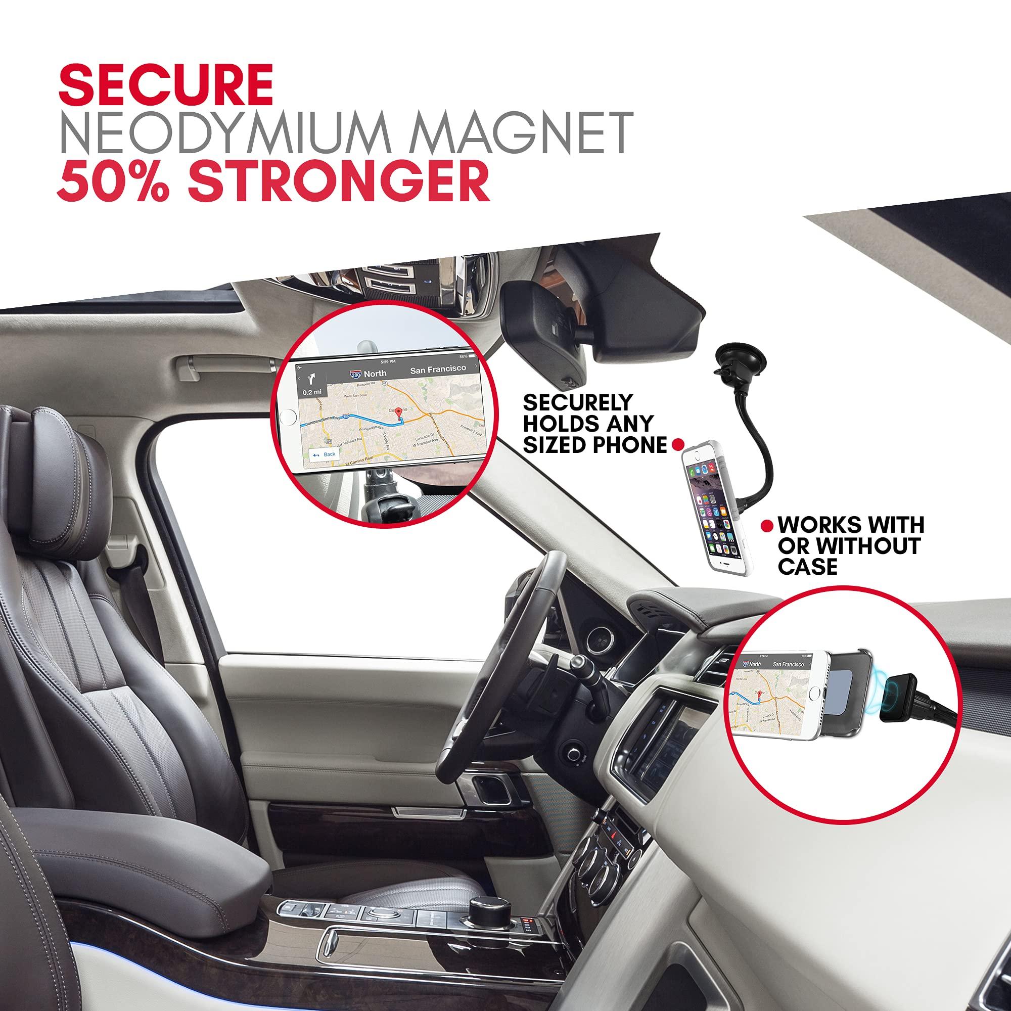Macally Windshield Phone Mount for Car Magnetic - Suction Cup Window Mount Phone Holder with 8" Long Gooseneck Arm & Super Strong Magnet Mount for Smartphone and iPhone - Image 3