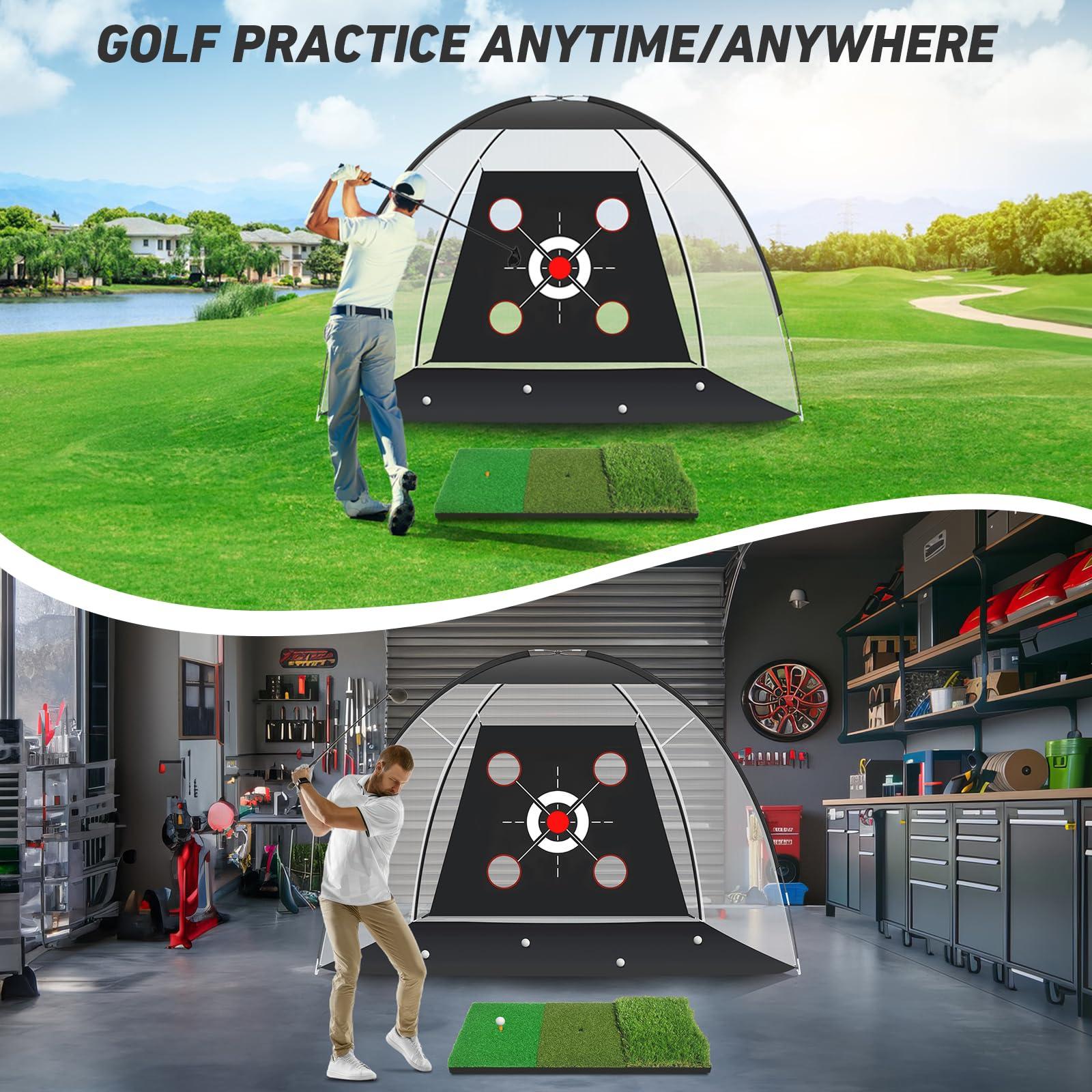 KLAODOT Golf Net with Practice Mat,Golf Hitting Aid Nets 10x7FT for Backyard Driving Chipping Training Swing with Target Mat Balls for Outdoor Indoor，Gifts for Men Dad Him and Golfer - Image 7