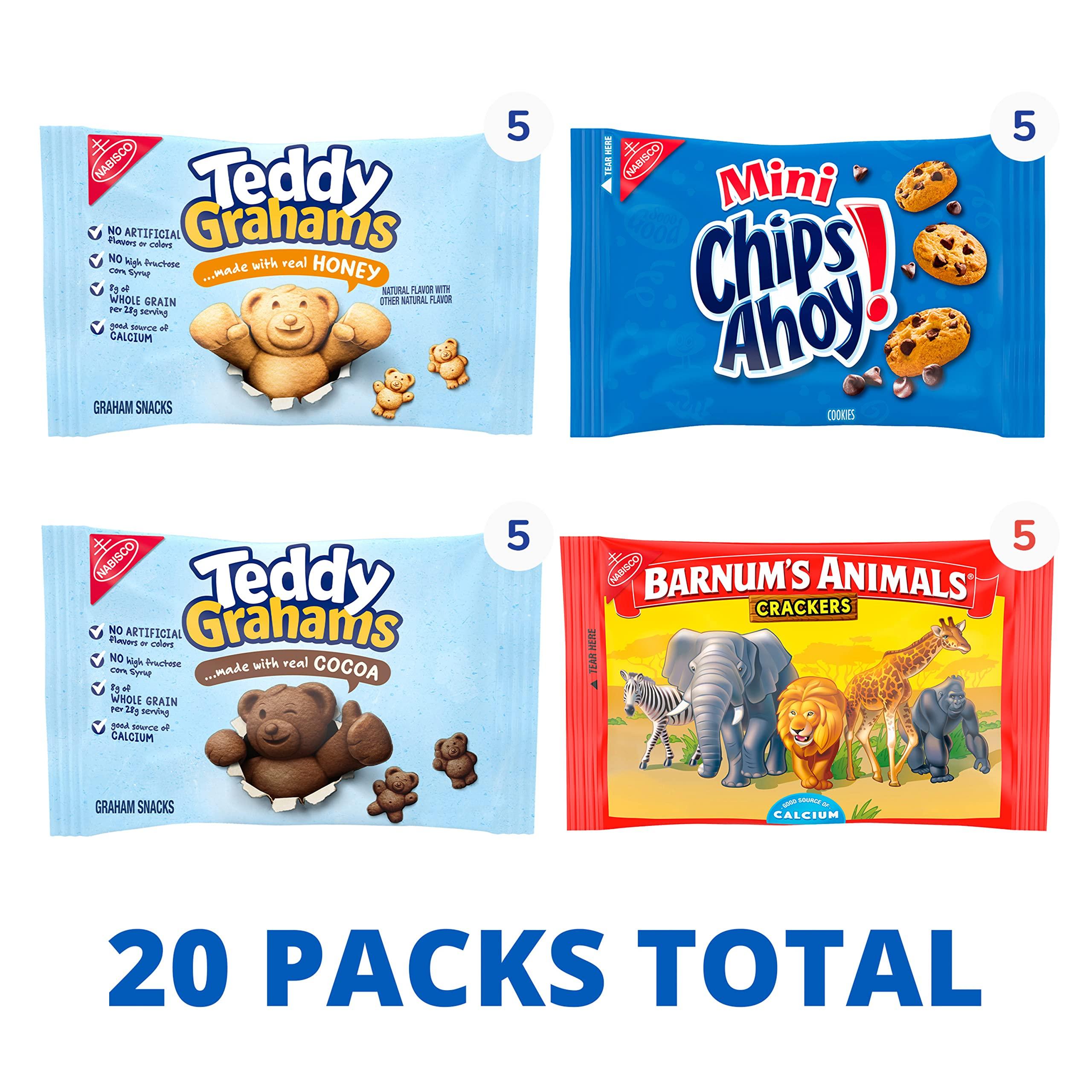 Nabisco Fun Shapes Variety Pack, Barnum's Animal Crackers, Teddy Grahams and CHIPS AHOY! Cookies, 20 Snack Packs - Image 3