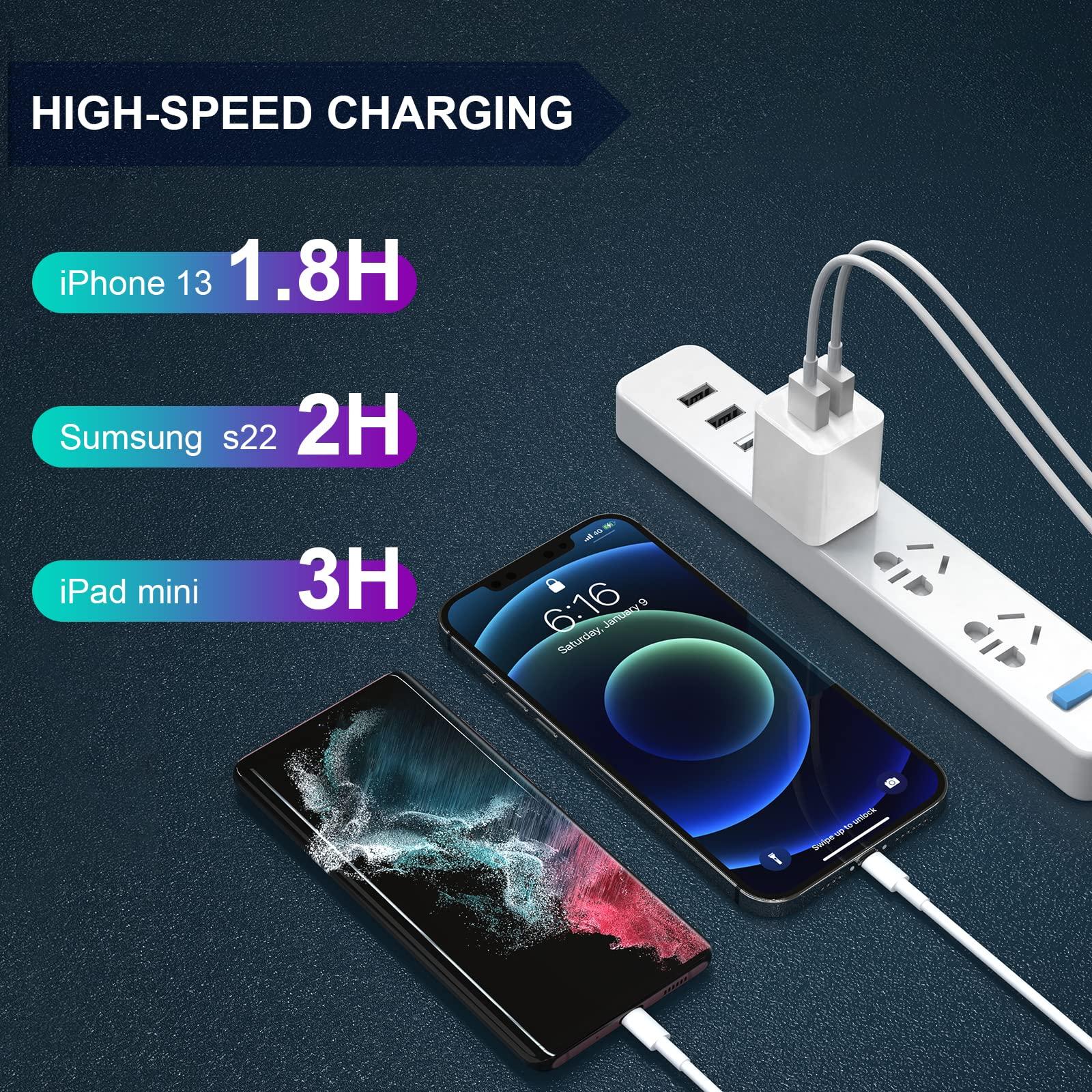 6Pack USB Wall Charger, iGENJUN 2.4A Phone Charger Dual USB Port Cube Power Plug Adapter Fast Wall Chargers Block Compatible with iPhone 16/16 Pro/15/15 Pro, Samsung Galaxy, Pixel, LG, Android-White - Image 6
